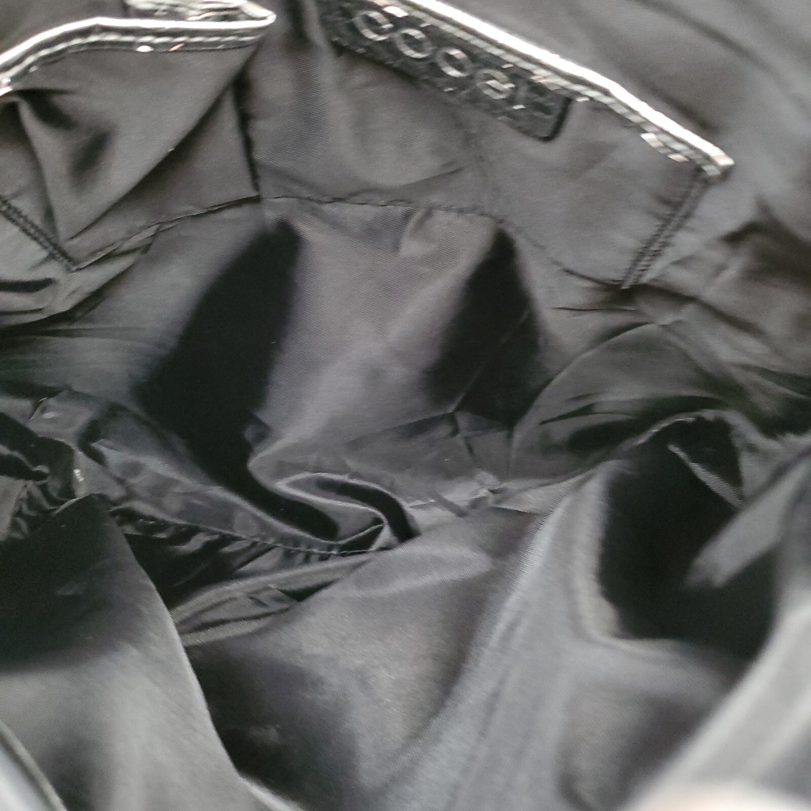 Coogi Tote Bag 13in Shoulder Purse Silver Metallic Spell Out Brown Canvas Mirror