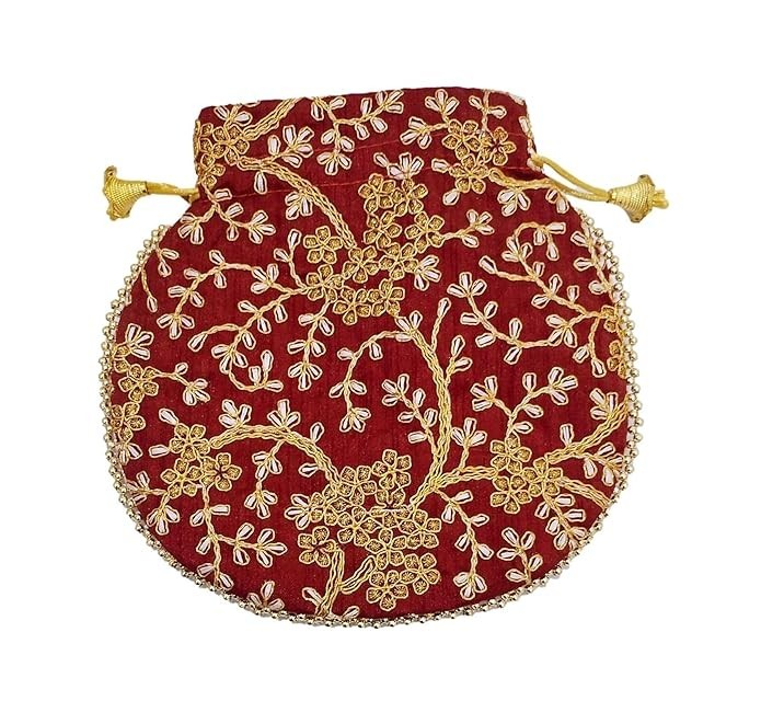 Embroidered Potli Silk Storage Potli Pouches for Jewelleries Handmad Gift Bags 1