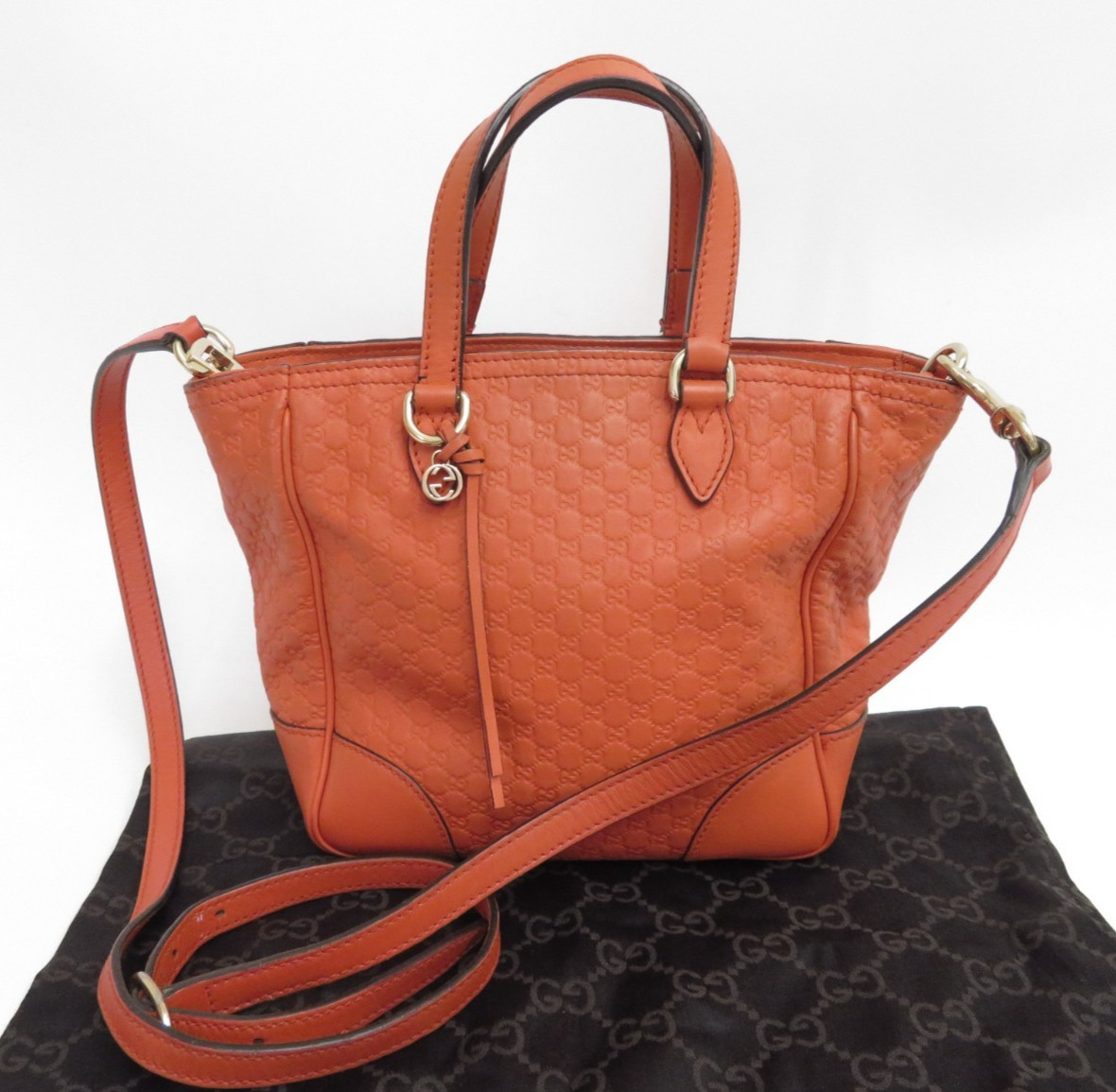 Authentic Gucci Micro GG Leather 2Way Hand Bag Shoulder Bag I#46381