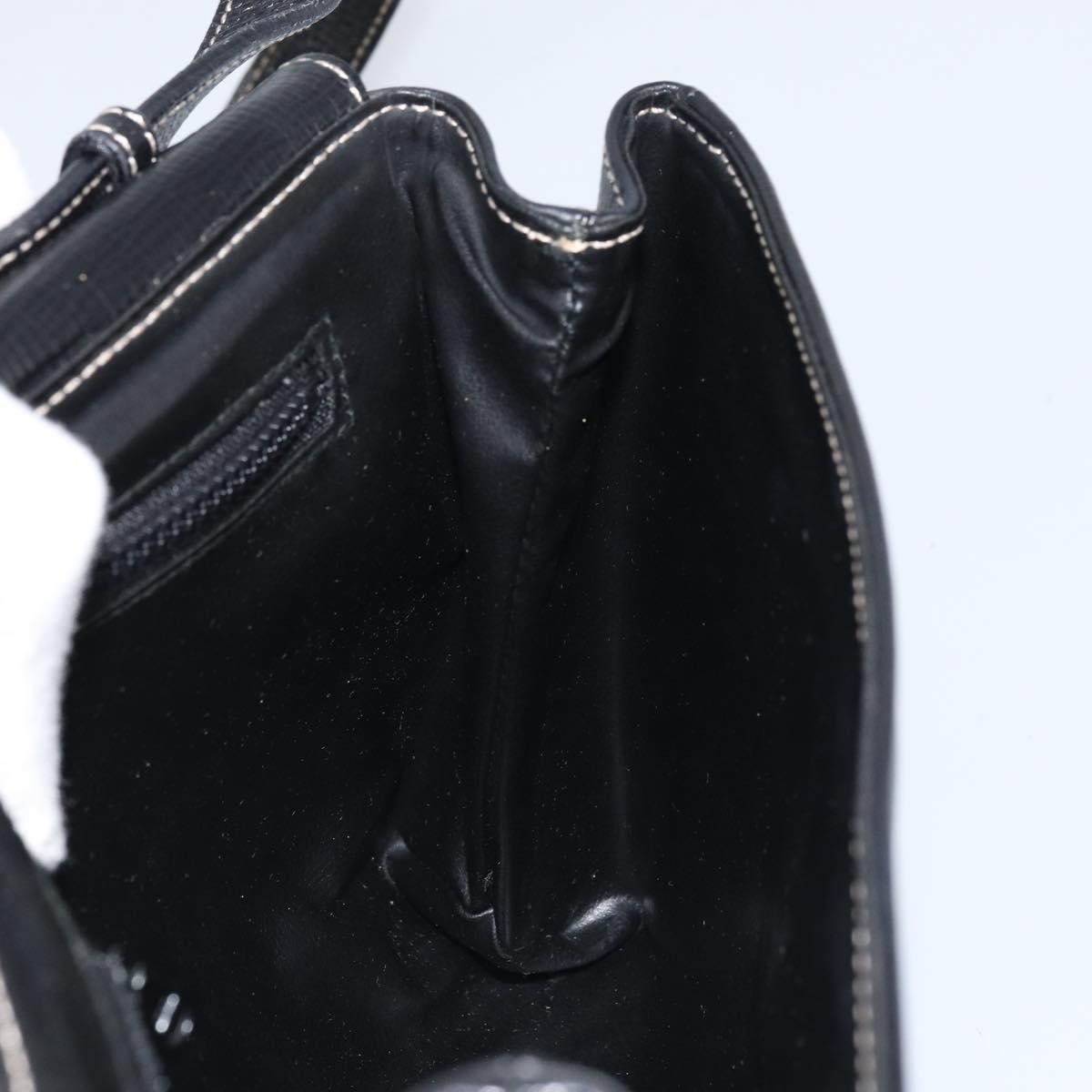 CELINE Circle Shoulder Bag Leather Black Silver Auth LNZ679V