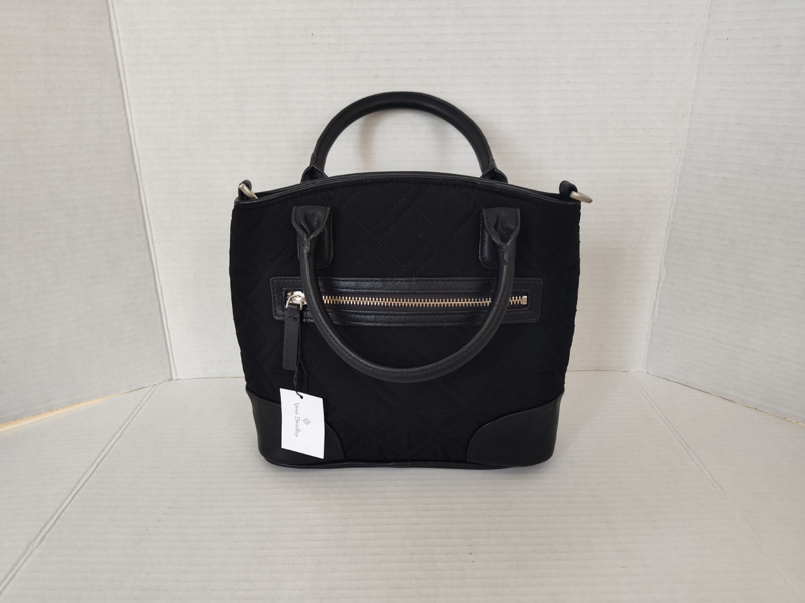 Vera Bradley Day Off Black Quilted Handbag Zip Close *Missing Crossbody Strap*