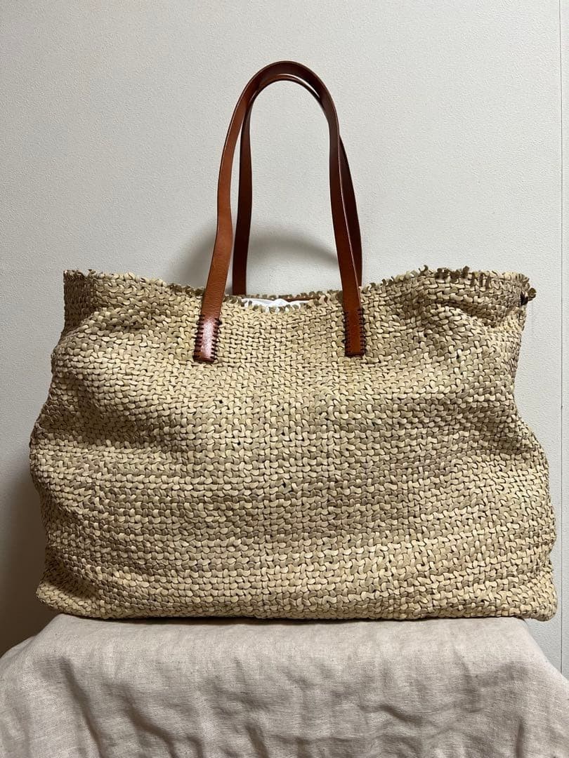 Henry Cuir Leather Mesh Bag Beige Used