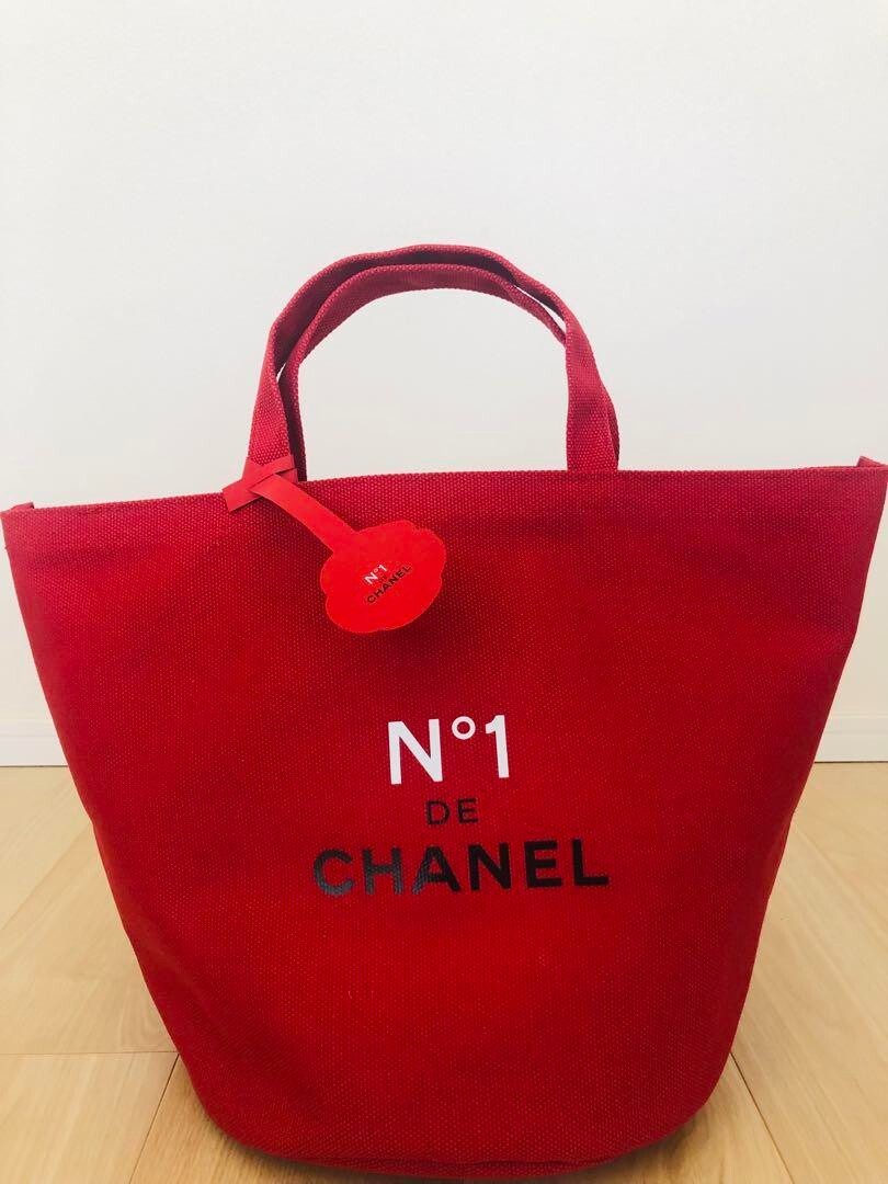 CHANEL N°1 Tote Bag Cotton Red Camellia 45 x 30 x 25 cm New Novelty Japan
