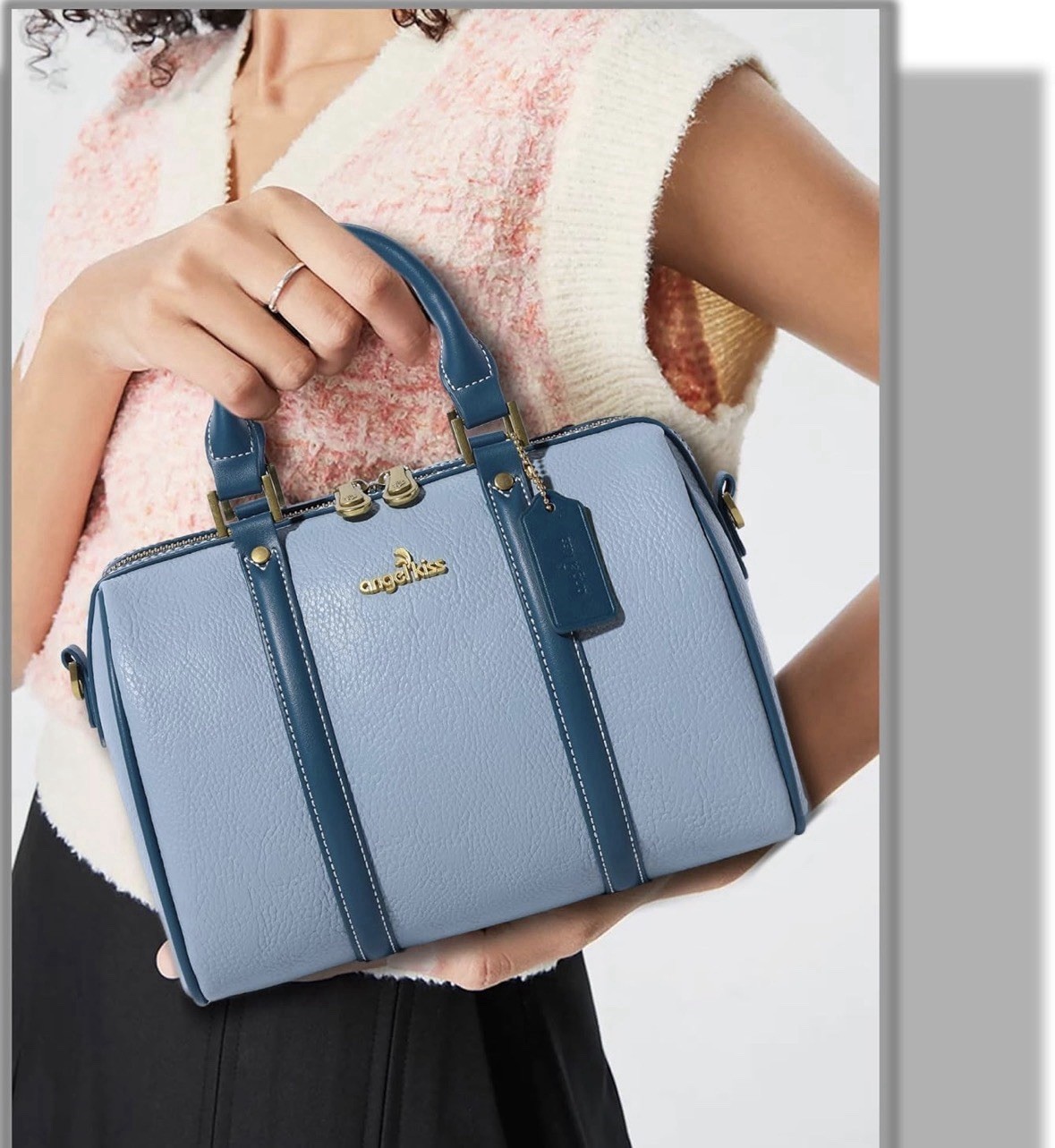 Blue ruby Boston barrel Rowan doctor speedy style satchel crossbody hand bag