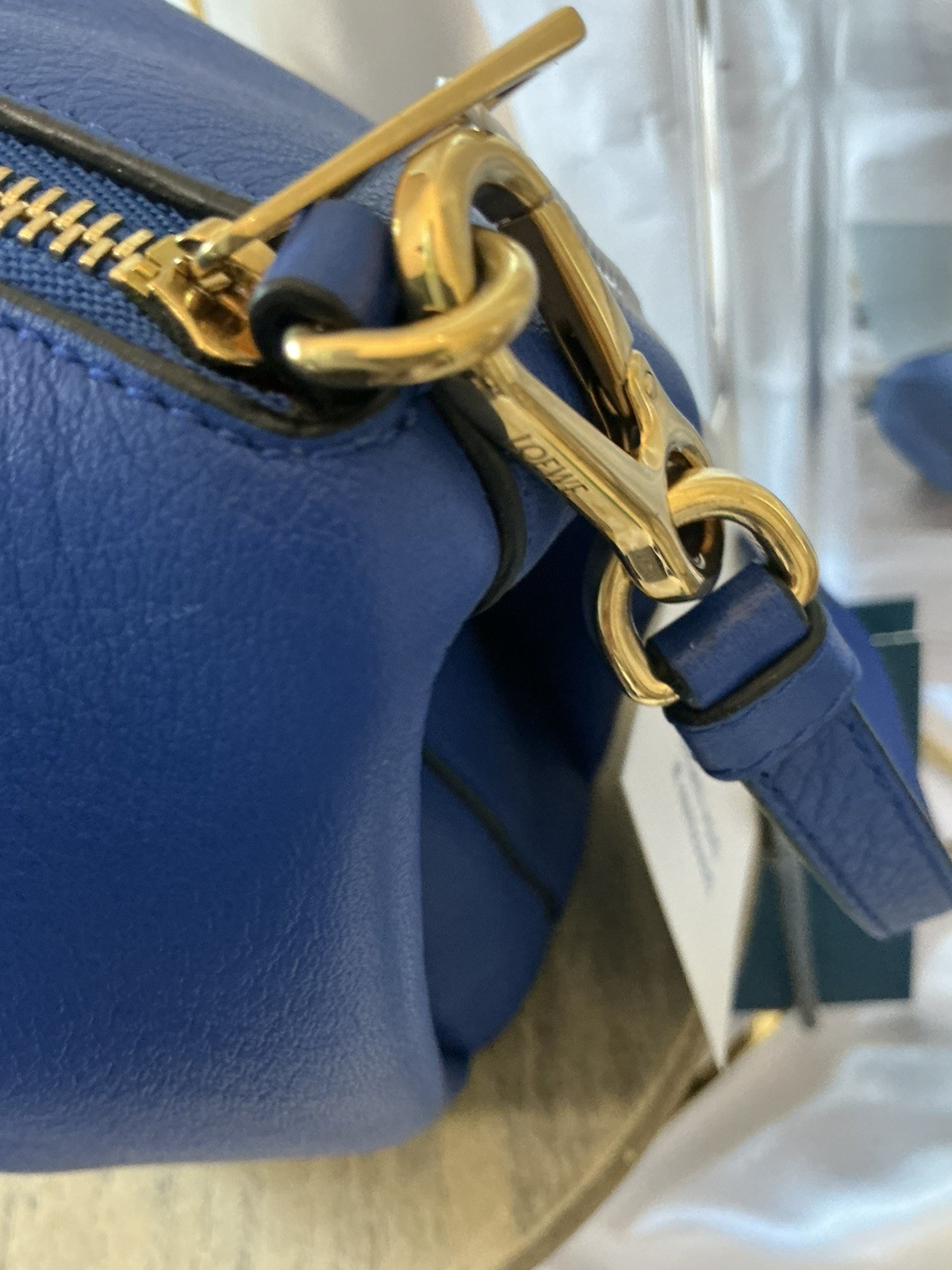 EUC Loewe Elephant Royal Blue Calfskin Elephant-Shaped Crossbody w COA