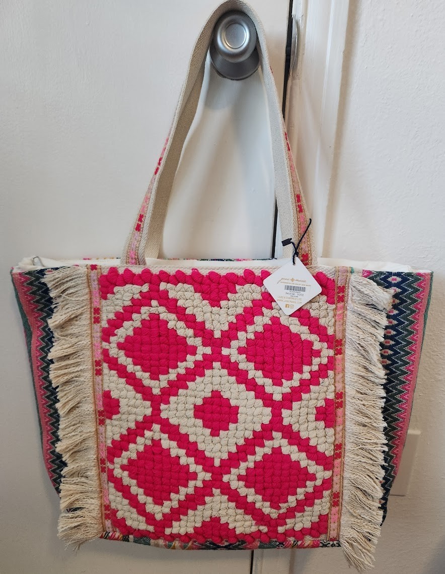 Jane Marie Colorful Beach Tote Travel Bag – Premium Cotton Canvas Bag – NWT