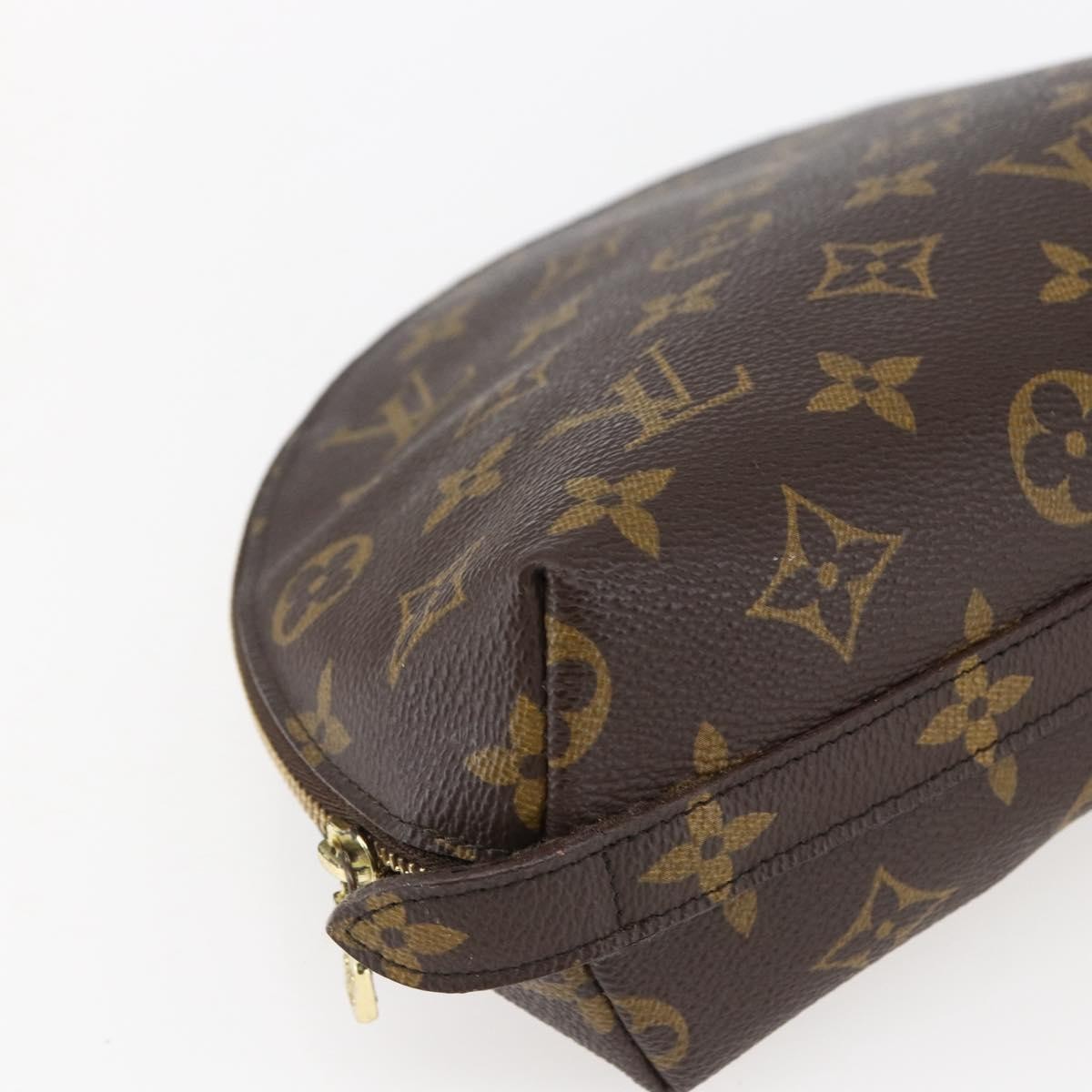 LOUIS VUITTON Monogram Trousse Demi Ronde Cosmetic Pouch M47520 LV Auth BA10802