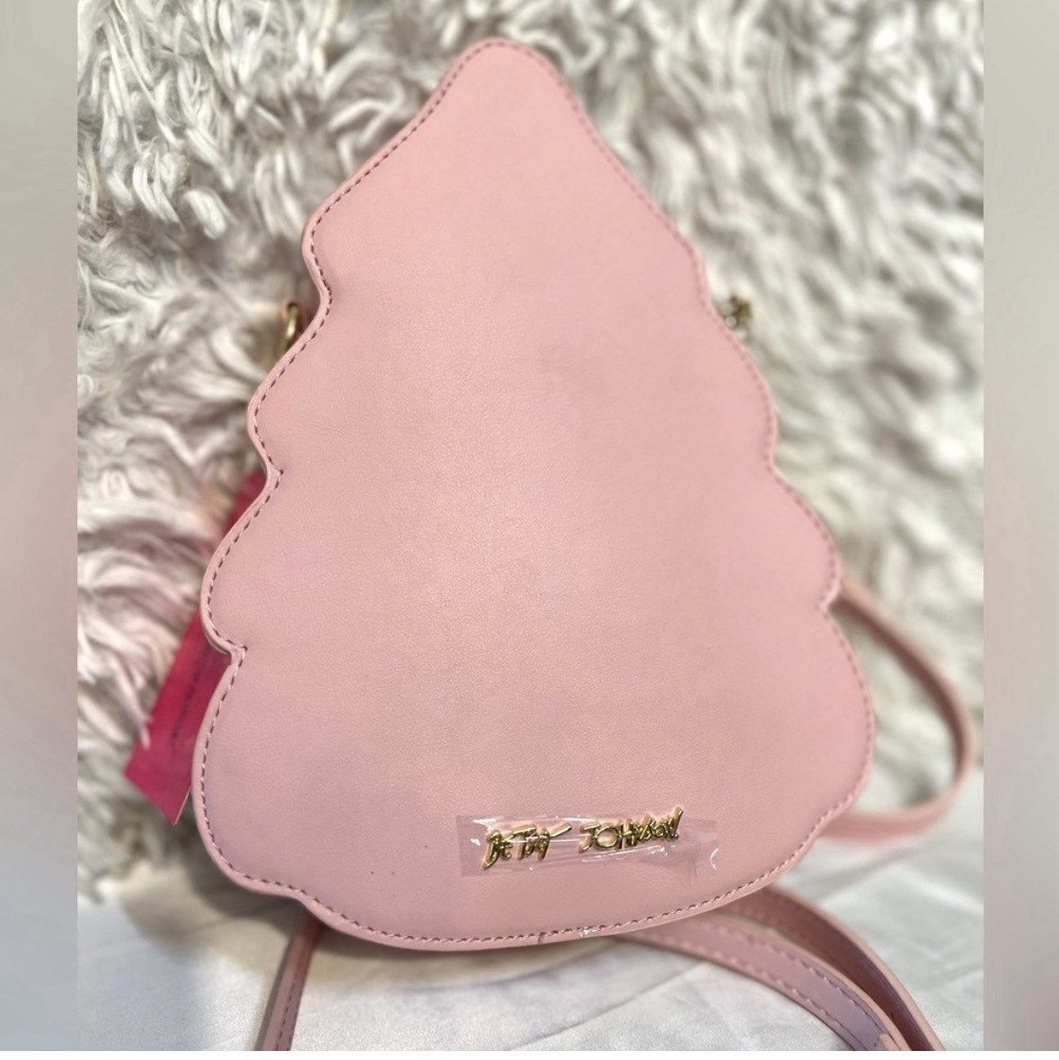 Betsey Johnson Christmas Tree Shaped Crossbody Bag Zip Chain Detachable Strap