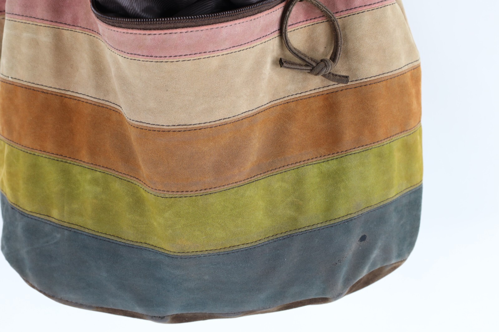 Vtg 90s Y2K Babydoll Streetwear Rainbow Striped Hobo Buckle Shoulder Bag Purse