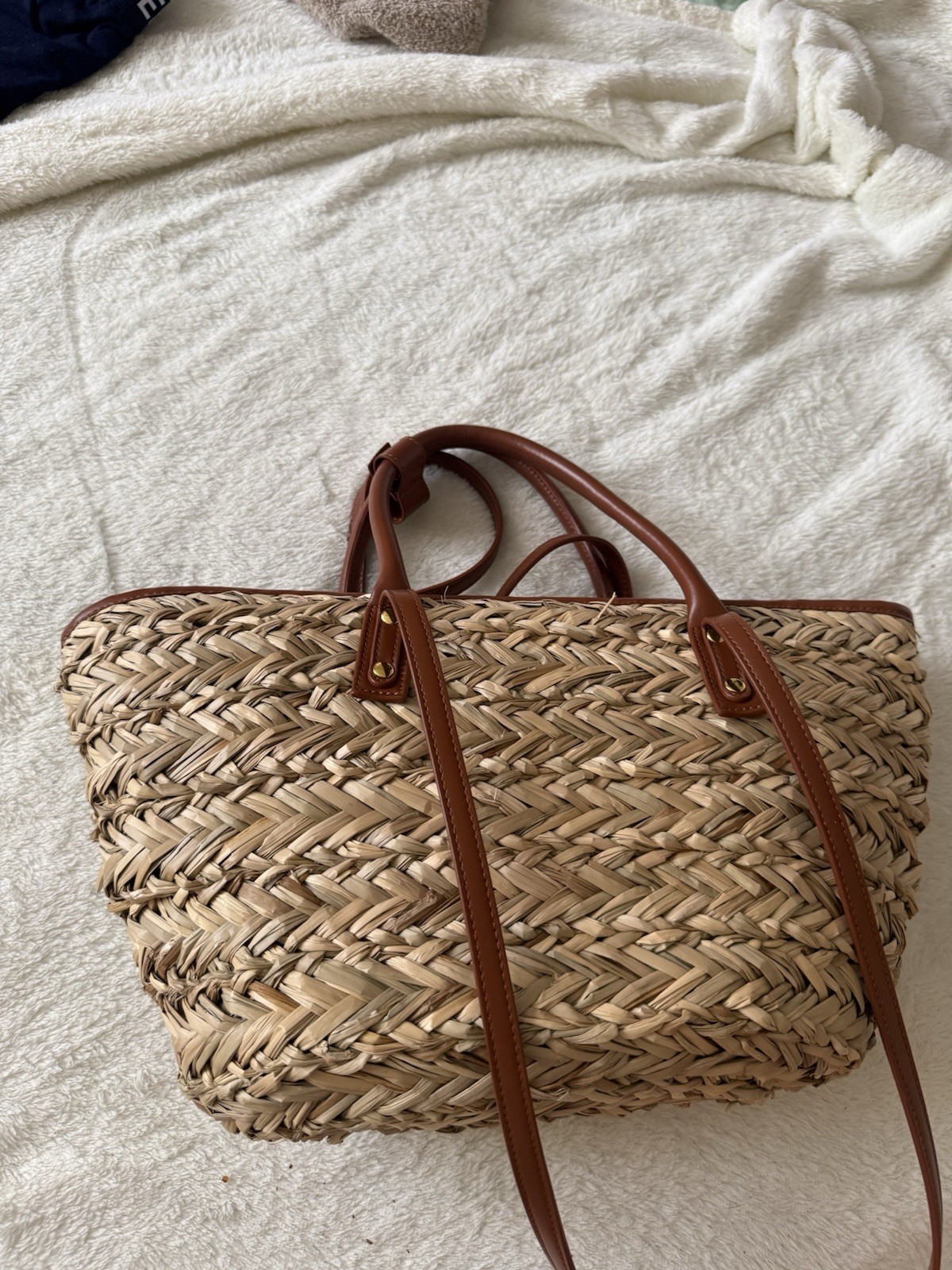 Jacquemus Le Panier Soli Straw Basket Tote Bag Brown Leather Crossbody