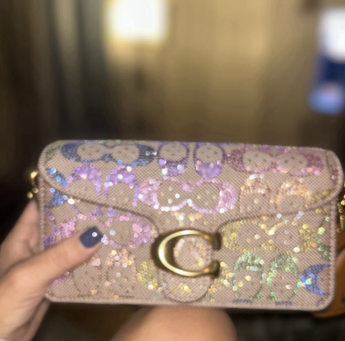 Coach Tabby 20 Rainbow Crystal Signature Jacquard Bag Complete Set W/Dust Bag