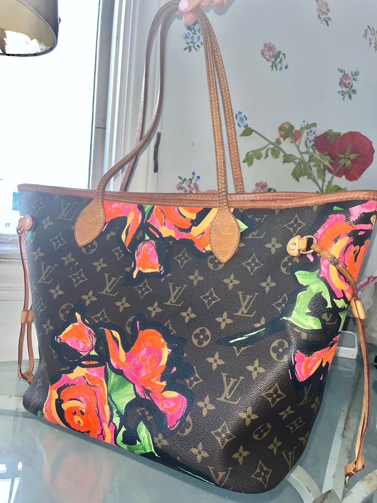 louis vuitton bag women authentic with flowers