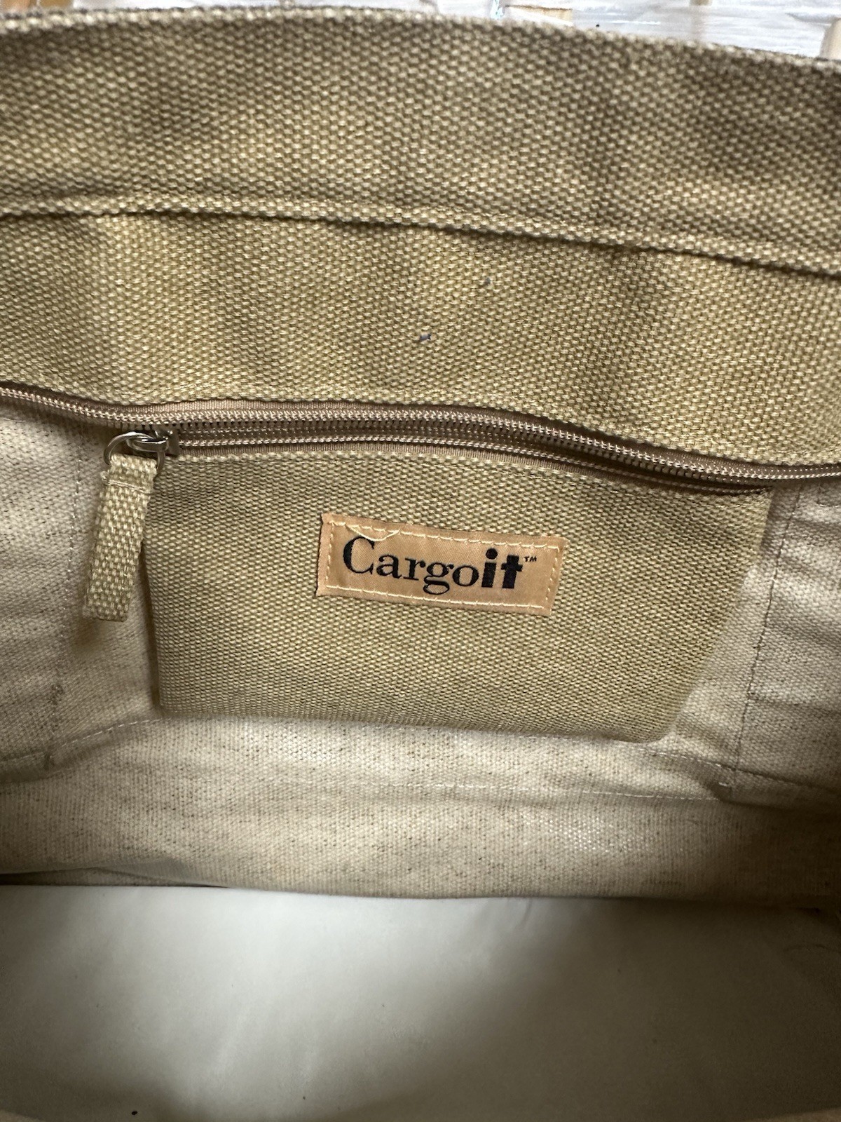 Cargoit Tote/Large Purse Khaki & Gray Adjustable/Removable Strap