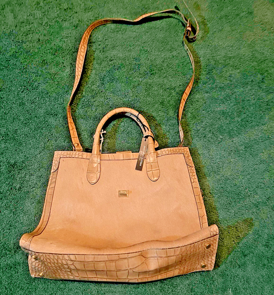 Claudia Firenze Genuine Leather Crocodile Embossed Satchel Made in Italy