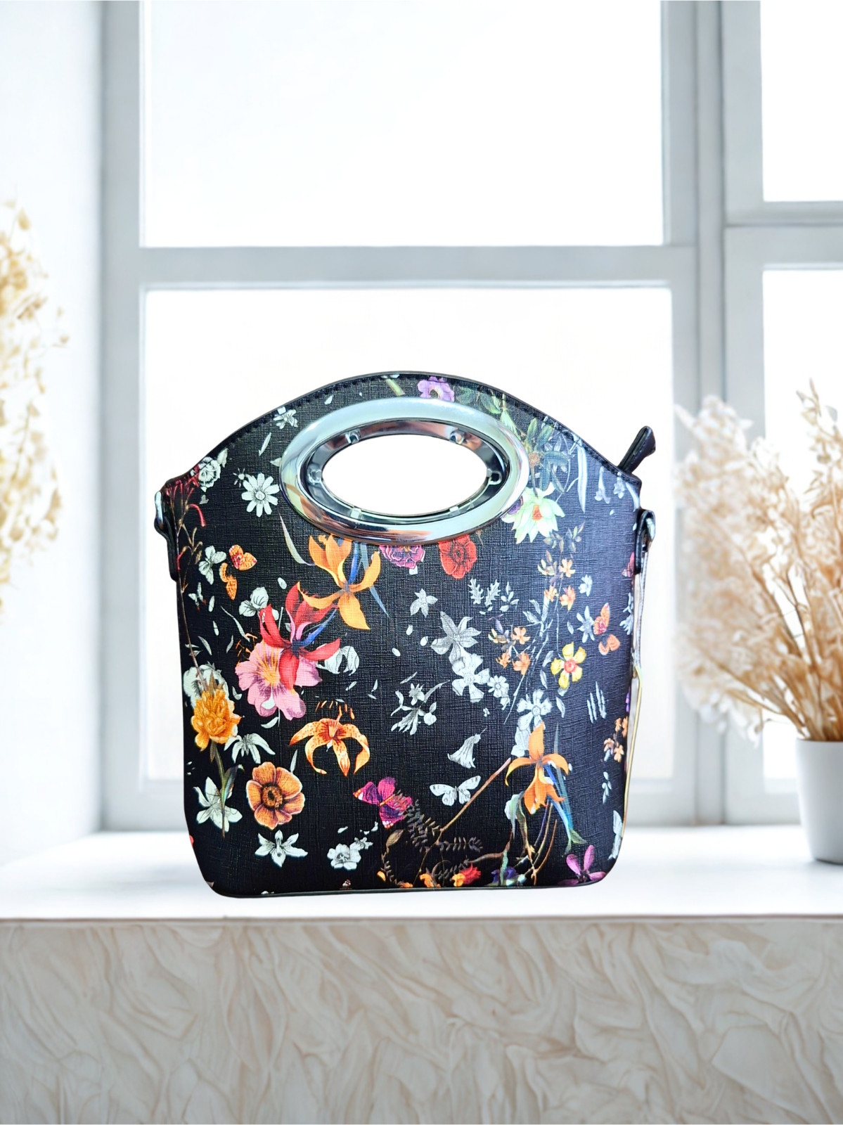 Elegant Floral Handbag for Women Shoulder Crossbody Handtasche Bag Strap Purses
