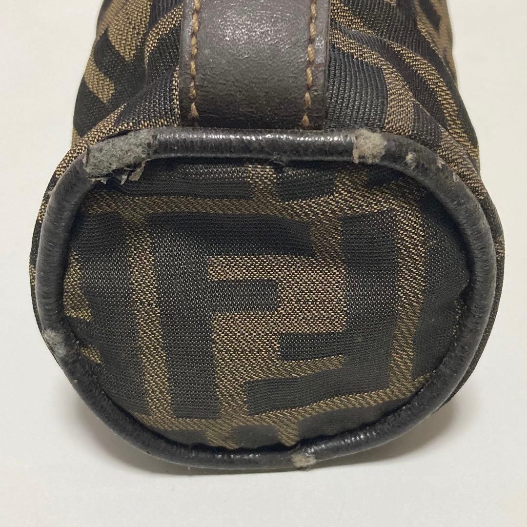 FENDI Vanity Pouch Fendi Zucca Pattern Leather Allover FF Logo OLD 11a