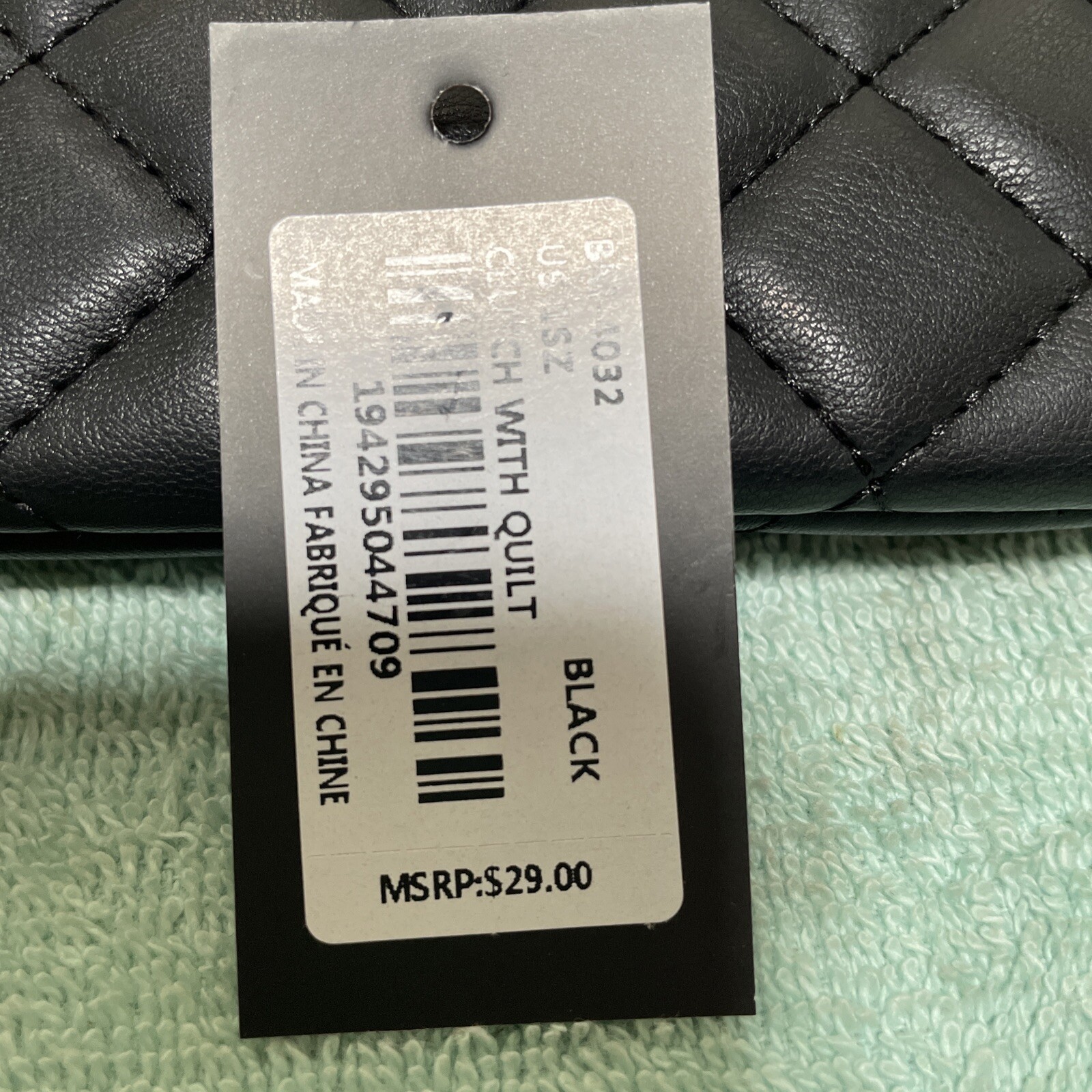 Badgley Mischka Black Leather Quilted Wristlet 7 -1/2 In X 5 In New With Tags