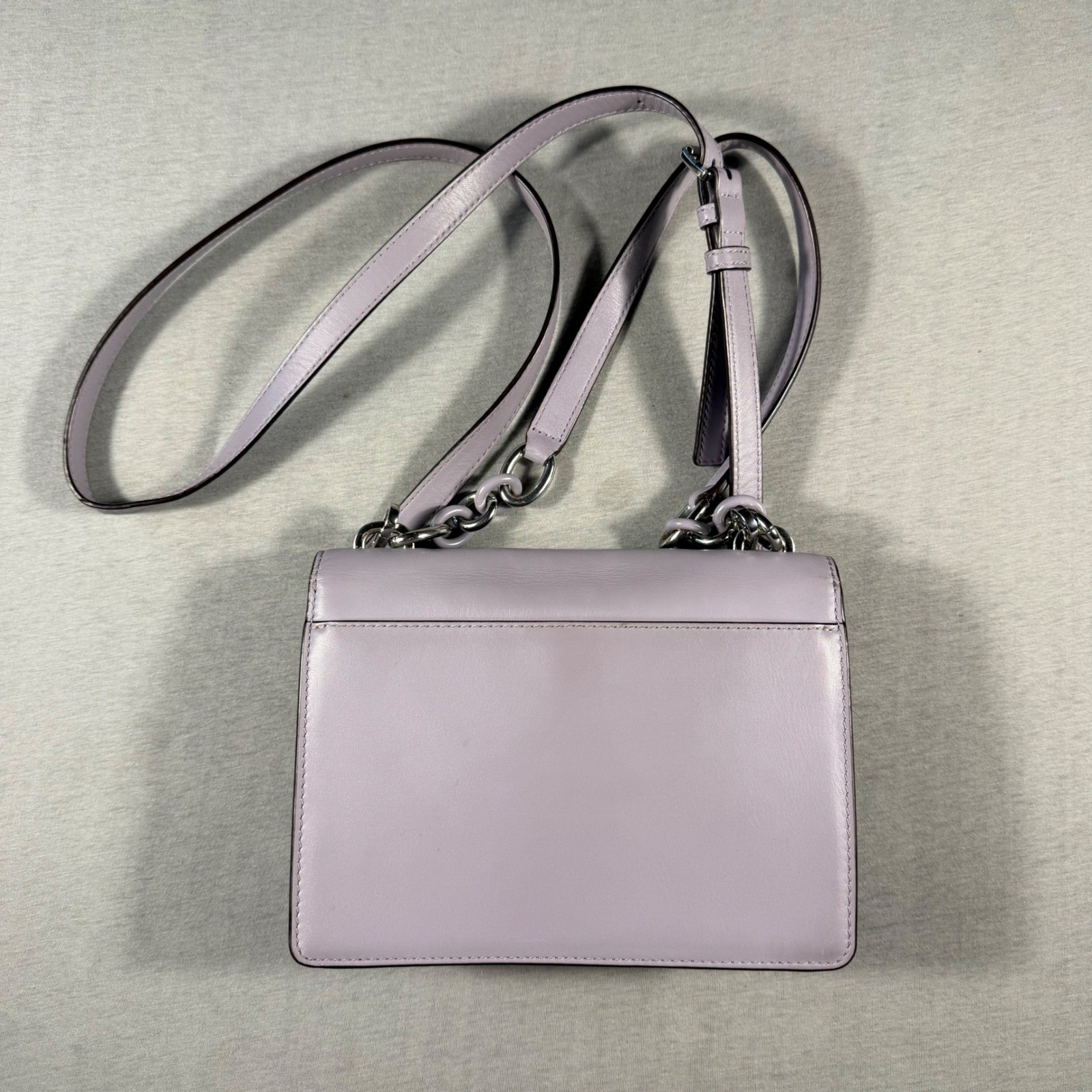 Michael Kors Sloan Editor Lavender Leather Crossbody Bag Silver Hardware Lilac