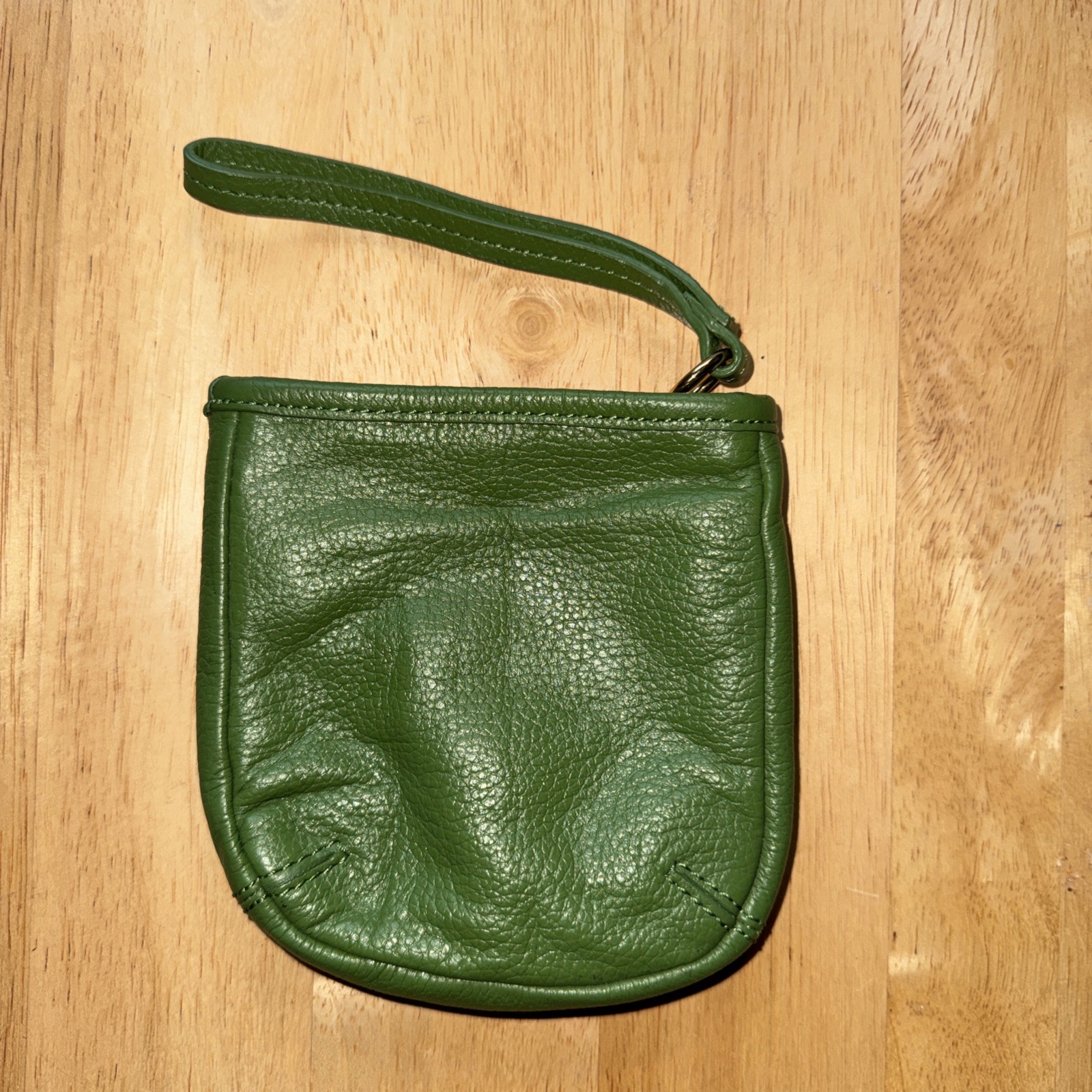 Spring Green Leather Wristlet Small Pouch Bag