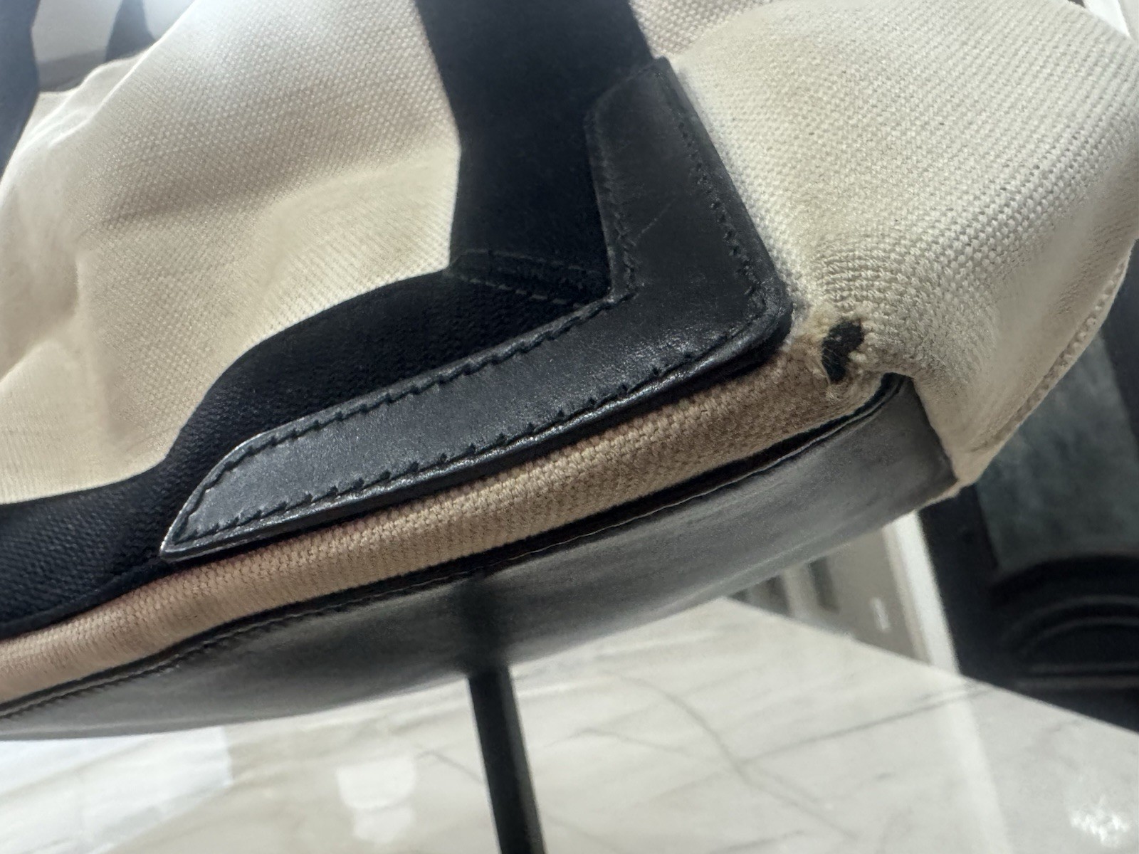 Balenciaga Cabas Logo Tote Beige/Cream Cotton Canvas Black Leather Trim Pochette