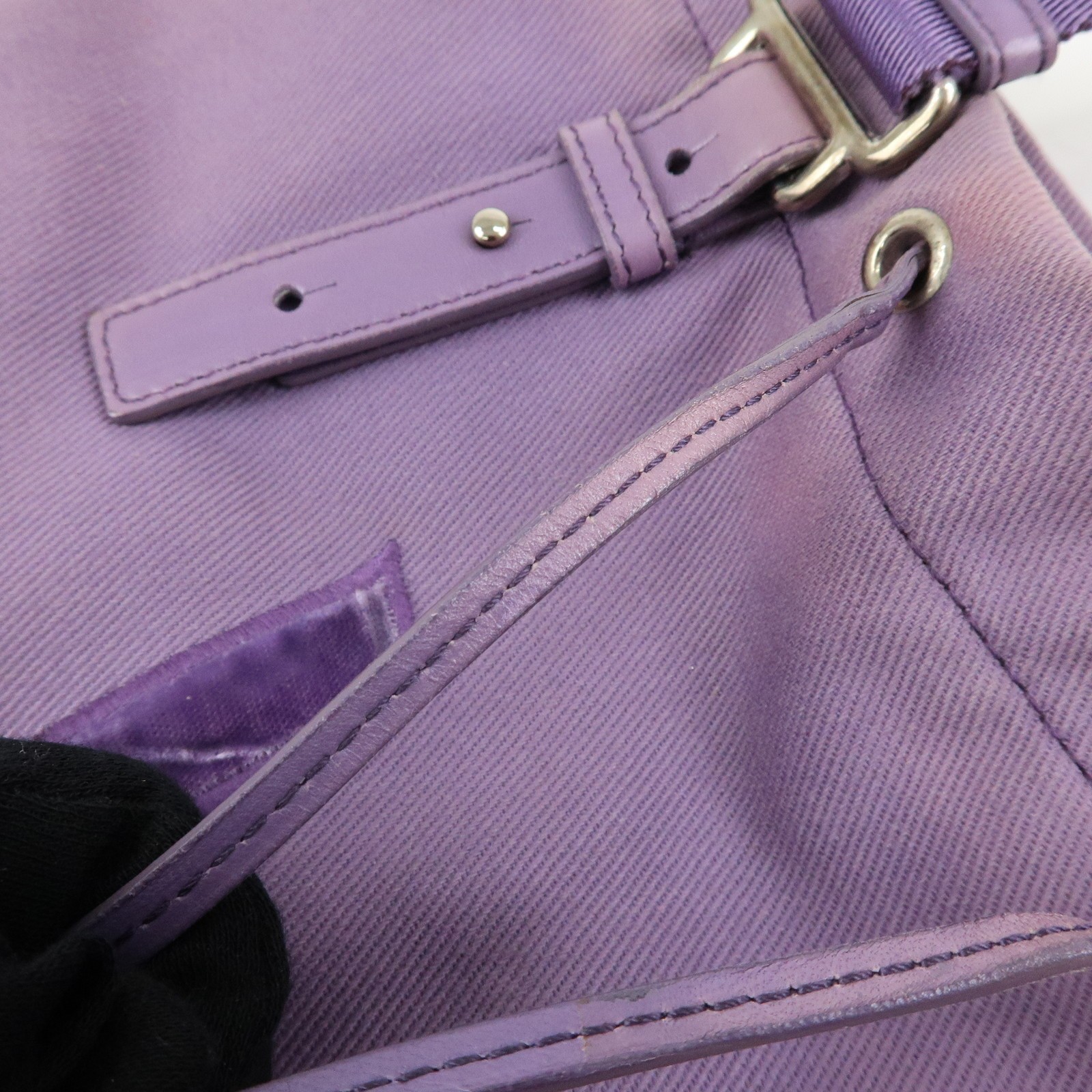 SAINT LAURENT PARIS Kahala Cassandra Canvas Tote Bag Purple 121631 Auth Used F/S
