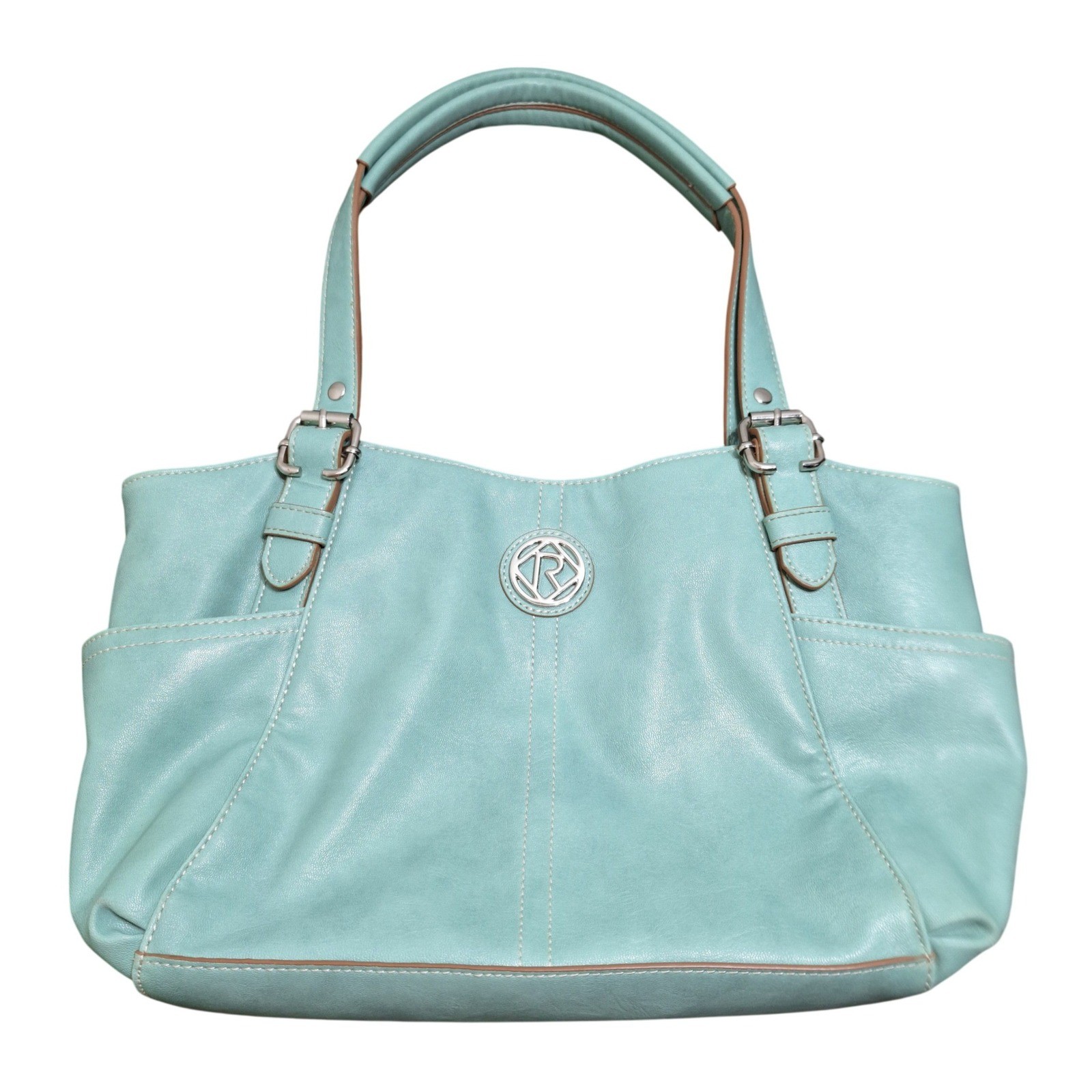 Relic By Fossil Mint Green Faux Leather Triple Compartment Shoulder Tote Bag