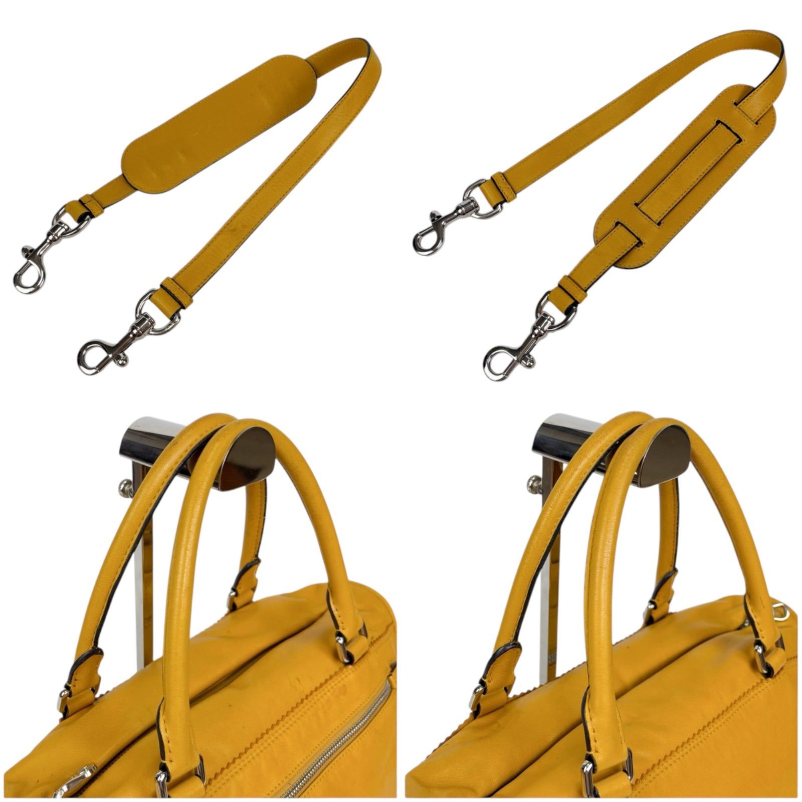 LOEWE 2WAY Shoulder Bag Handbag Tassel Charm Anagram Logo Yellow 33x18x10cm