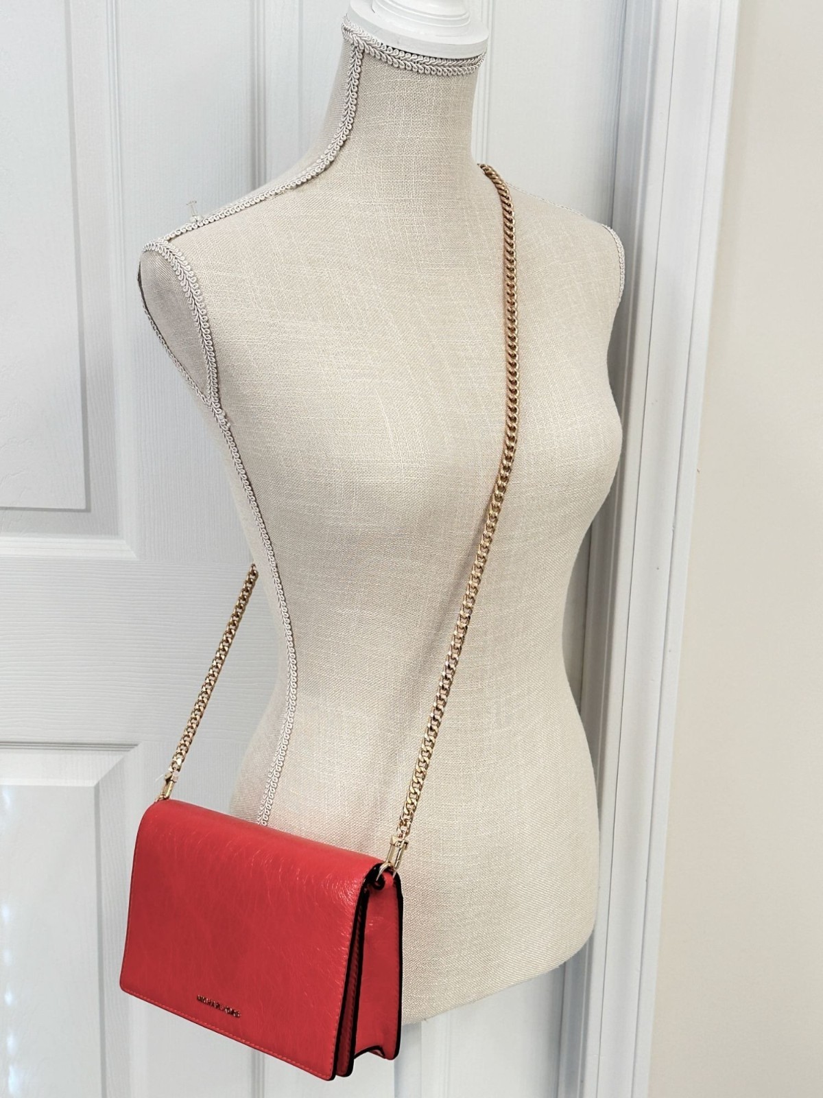 Michael Kors Jet Set Medium Flap Chain Leather Crossbody Burnt Sienna NWT