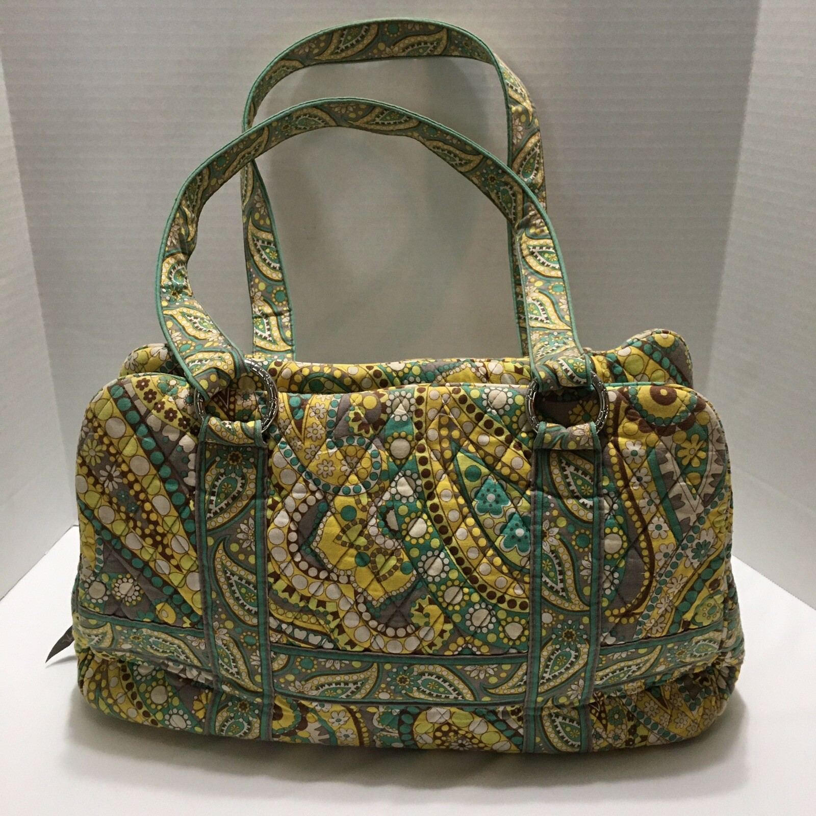 Vera Bradley Lemon Parfait Large Shoulder Bag Zipper Closure Inside Pockets