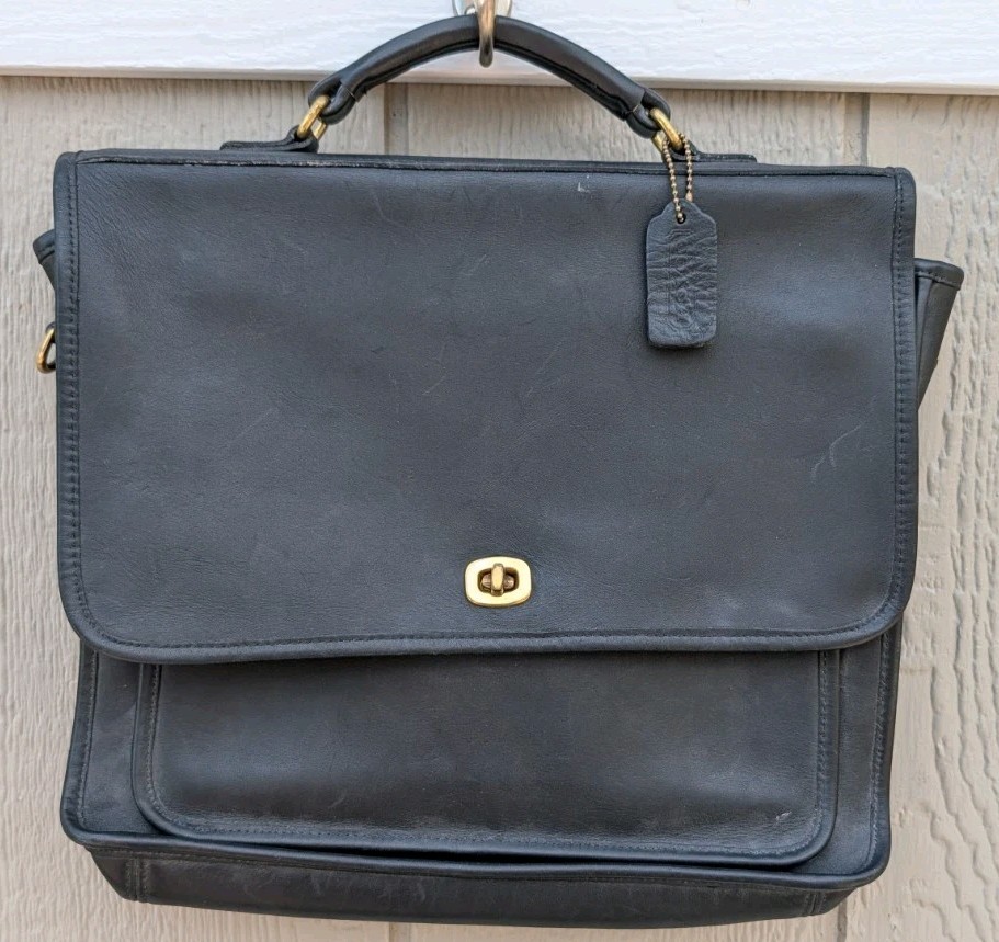 Vintage Coach 5181 Colebrook Messenger/Laptop Bag, Black, Missing Shoulder Strap