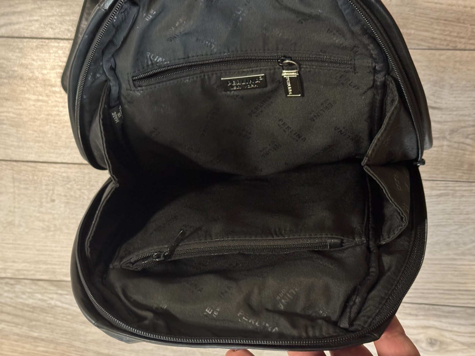 Perlina Black Buttery Soft Leather Backpack Minimalist Chic City Travel Work Bag