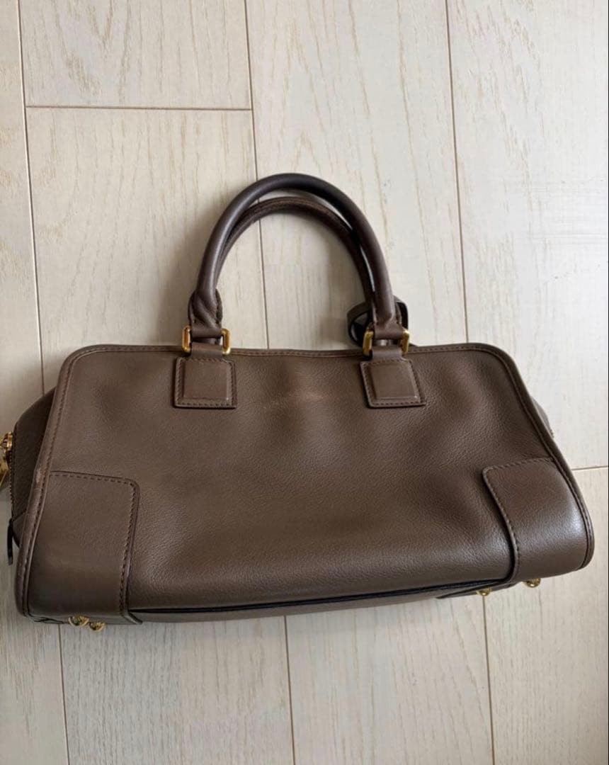 LOEWE Amazona 28 Leather Handbag Brown Top Handle Bag with Key 13450