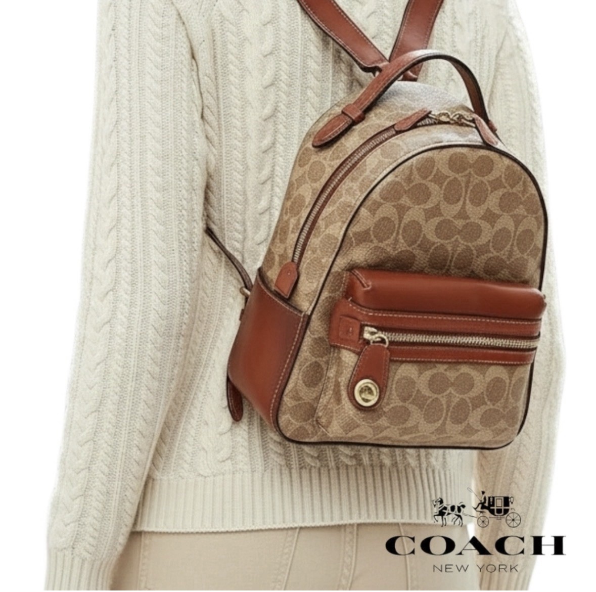 Coach Campus Backpack 23 In Signature Coated Canvas& Refined Calf Leather
