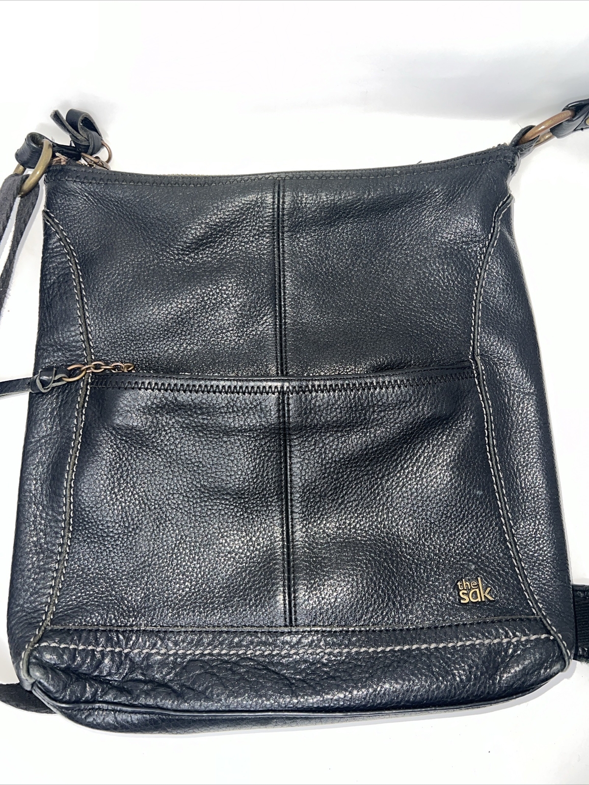 The Sak Iris Leather Cross Body Bag Purse Black See Photos! Handle Needs Sewn