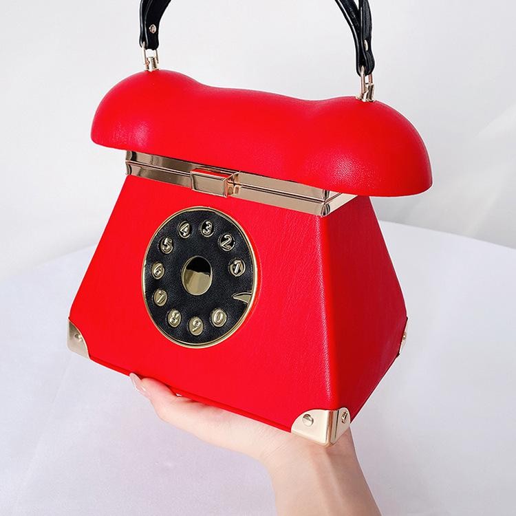Women Telephone Shape Clutch Bag Chic Novelty Evening Party Handbag