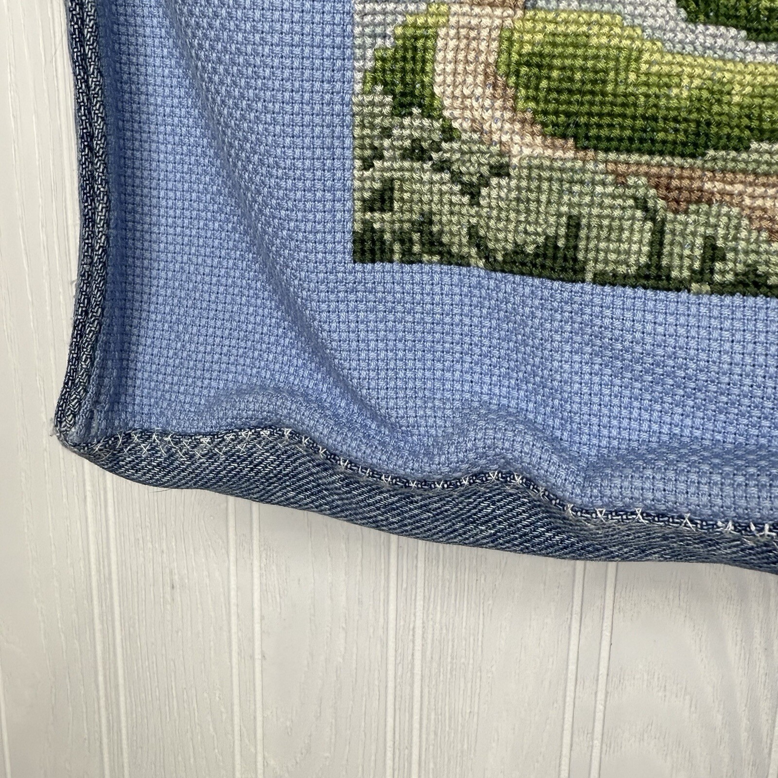 Handmade Cross Stitch Denim Prince Castle Bag 11 X 11 Princess