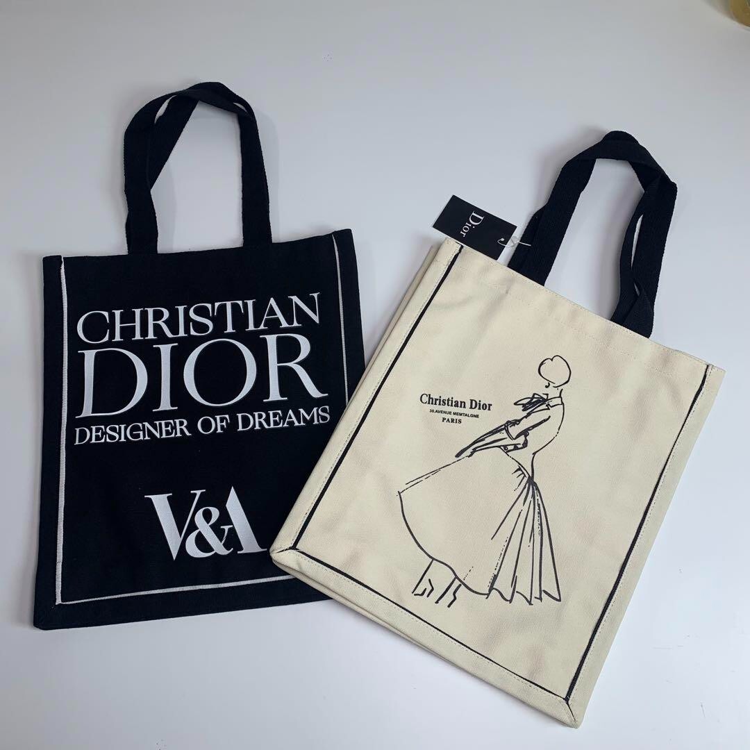Christian Dior V&A Limited Edition ivory BLACK Canvas Tote Bag 37x33x10.5cm