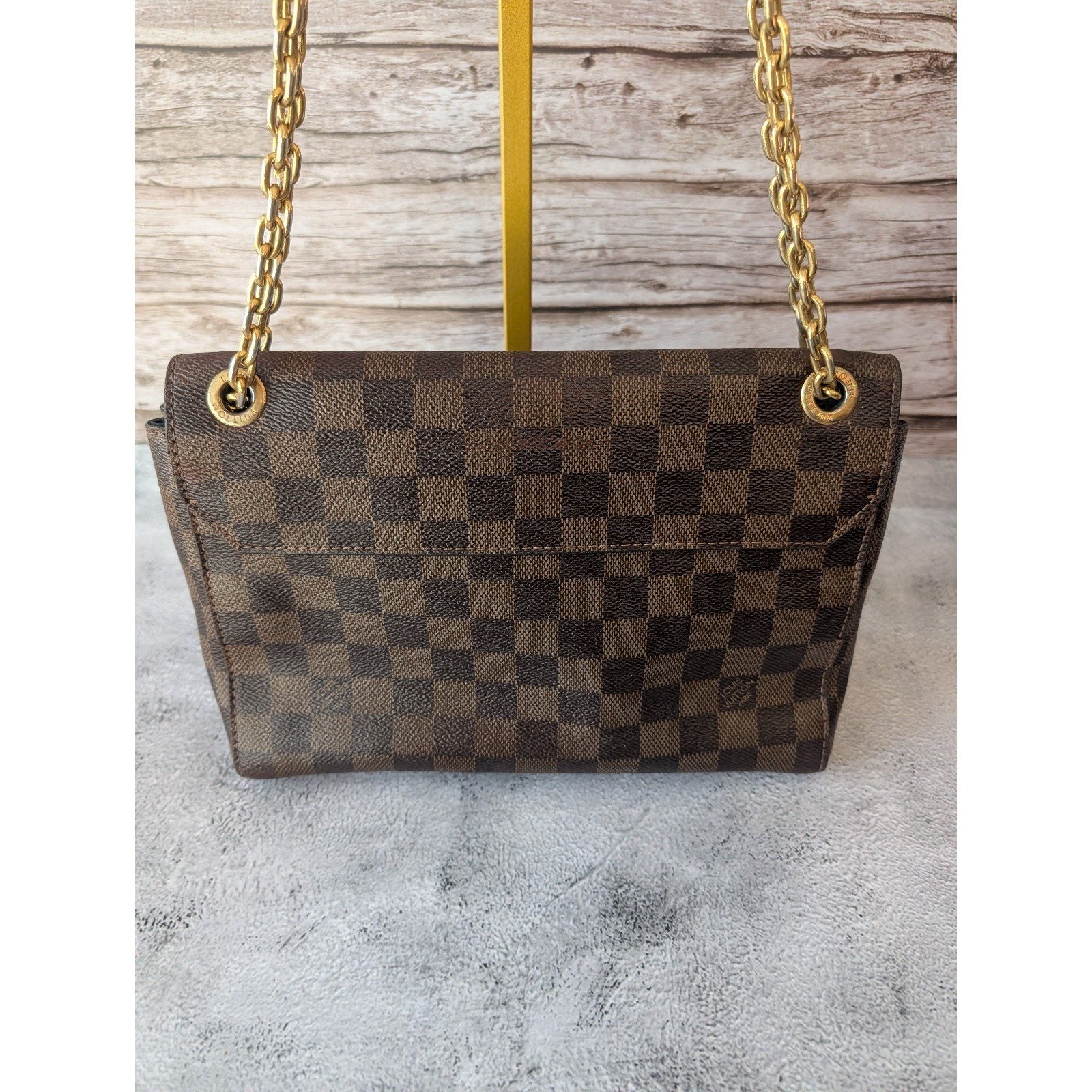 Authentic Louis Vuitton Damier Ebene Vavin crossbody shoulder chain bag