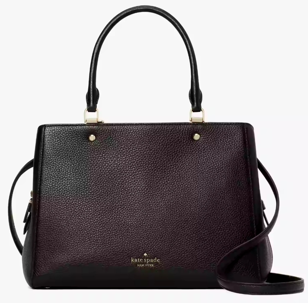 Kate Spade Leila Medium 3 Compartment Black Leather Satchel WKR00335 NWT $399 FS