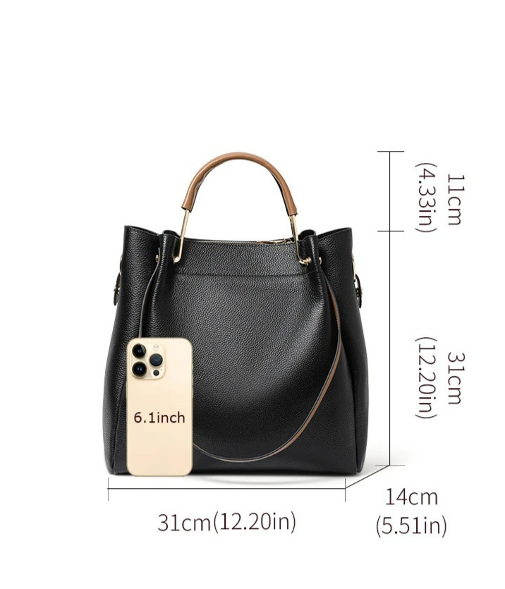 Genuine Cowhide Leather Tote Bag Women Large Shoulder Bag Handbag purse