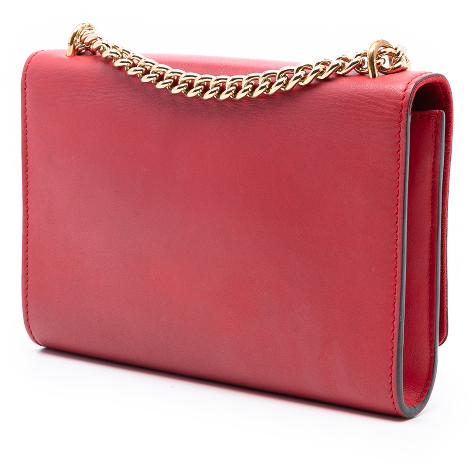 Louis Vuitton Leather Louise Chain MM Pre-Loved Crossbody Bag Red