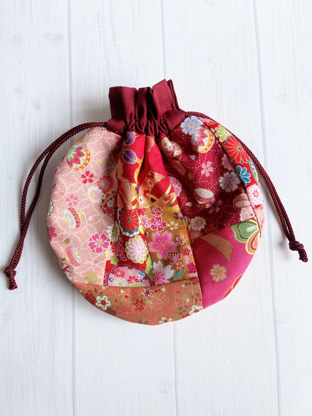 Kimono Mini Pouch, drawstring Pouch, Kimono Patchwork Bag Organizer,