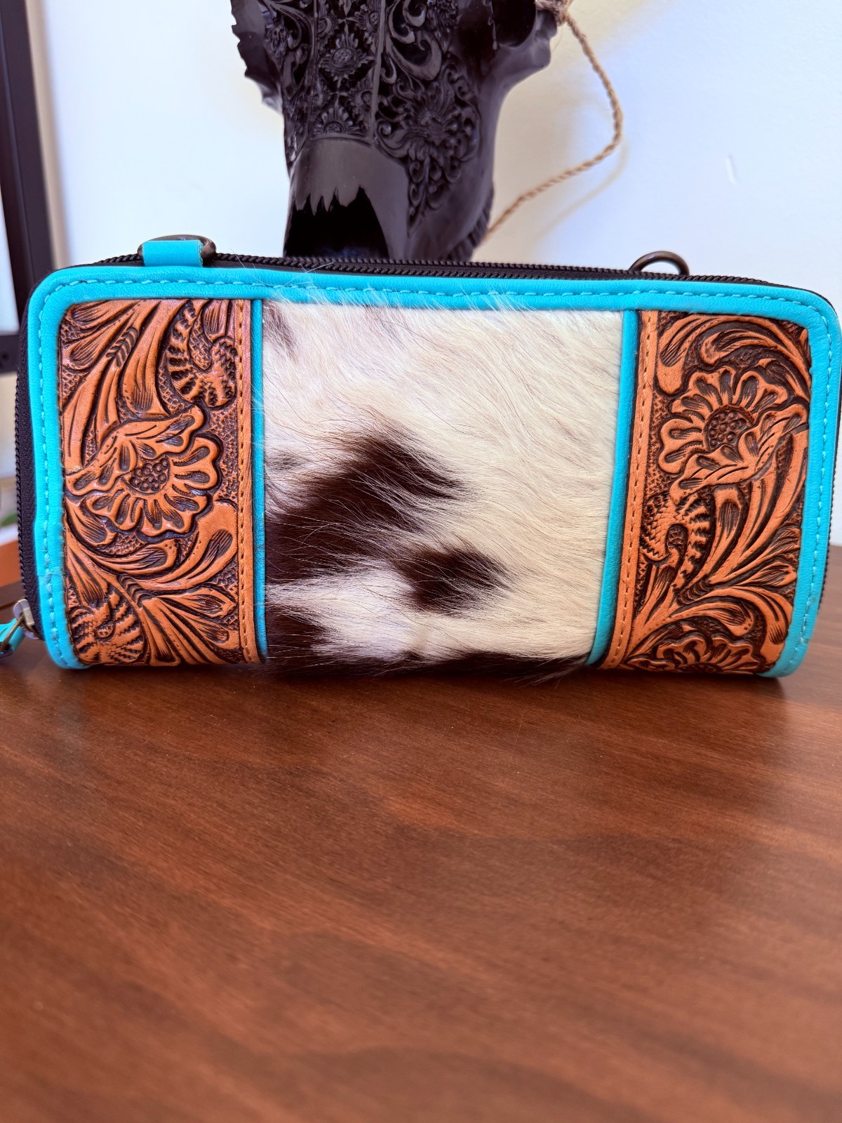 Western Hair-on-Hide Leather Wallet & Crossbody Bag