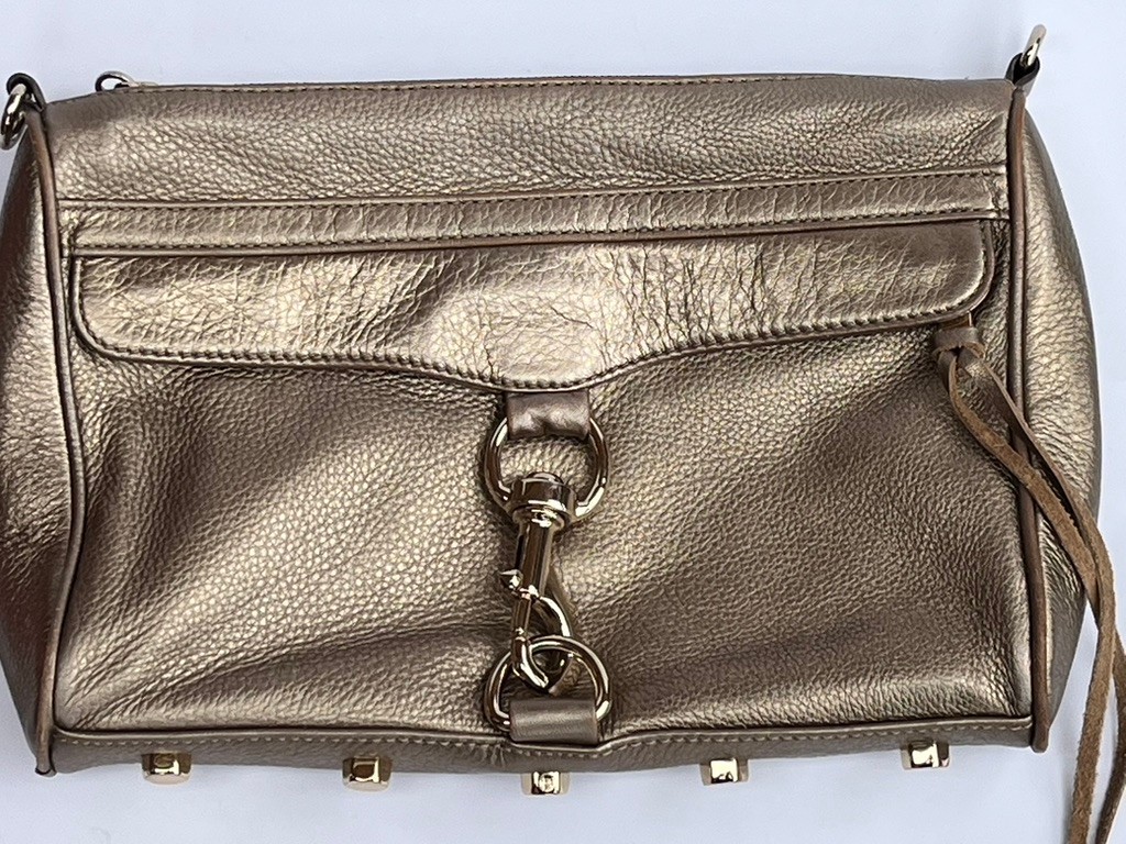 Rebecca Minkoff MAC Metallic Gold Leather Crossbody Bag Chain Strap