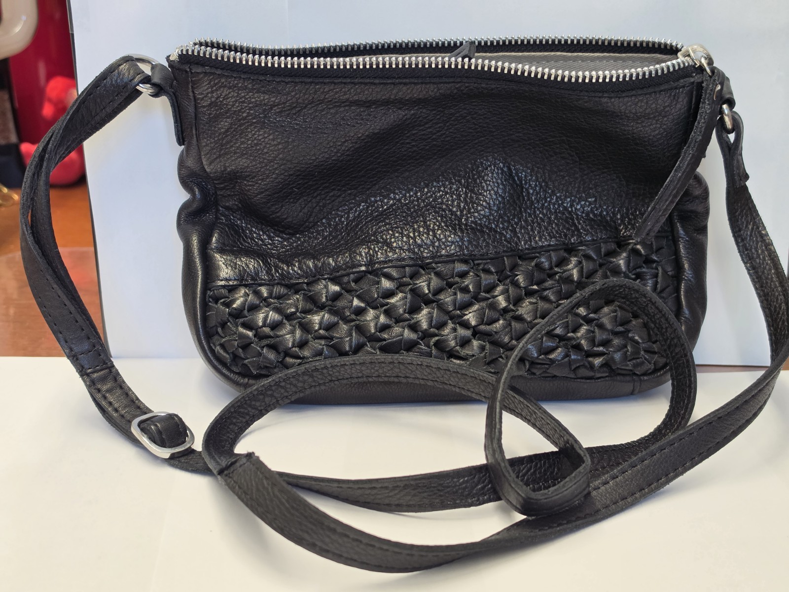 DAY & MOOD Woven Braided Soft Leather Crossbody Bag Purse Boho