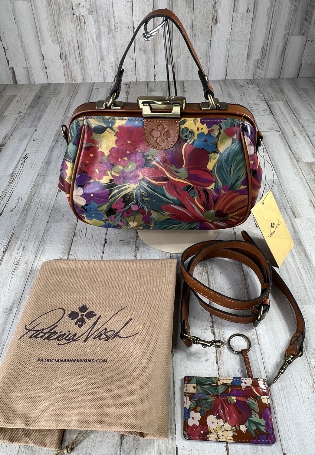 Patricia Nash Citrus Sunrise Gracchi Leather Crossbody Satchel Bag
