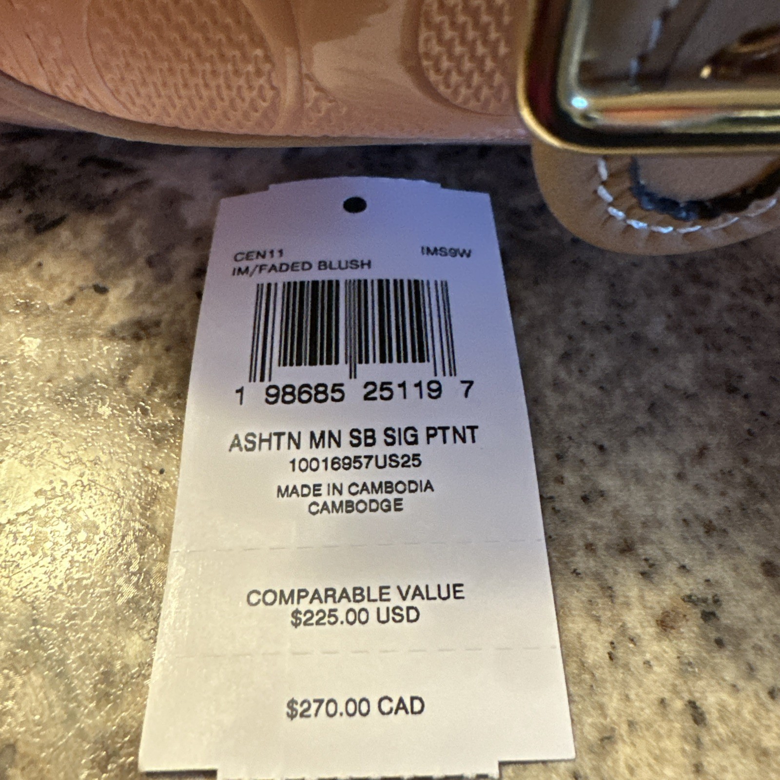 NWT Coach Ashton Mini Shoulder Bag In Signature Leather Faded Blush/Gold CEN11