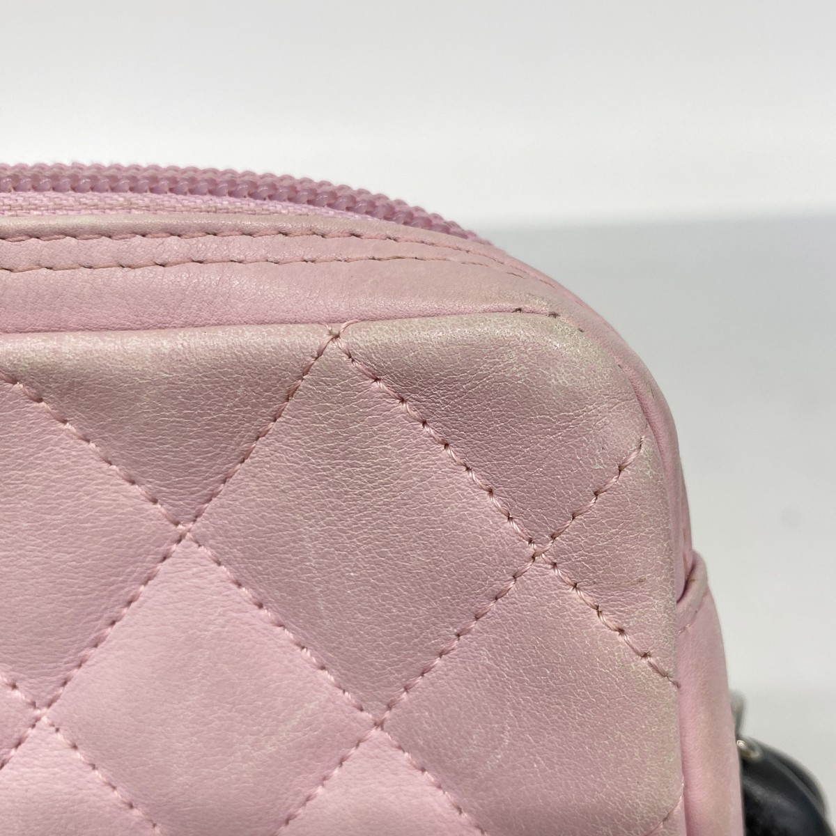 Auth [6gd4400-k] CHANEL Shoulder Bag Cambon Lambskin Pink Black Silver metal…
