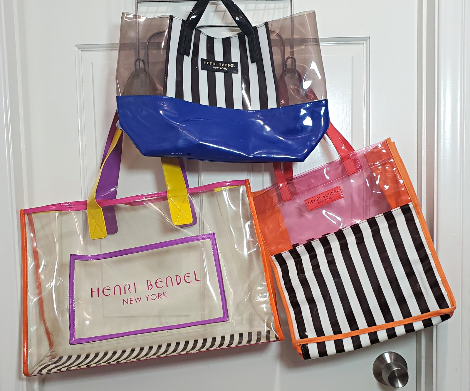 Rare Collector’s Lot of (3) Authentic Henri Bendel New York Clear PVC Tote Bags