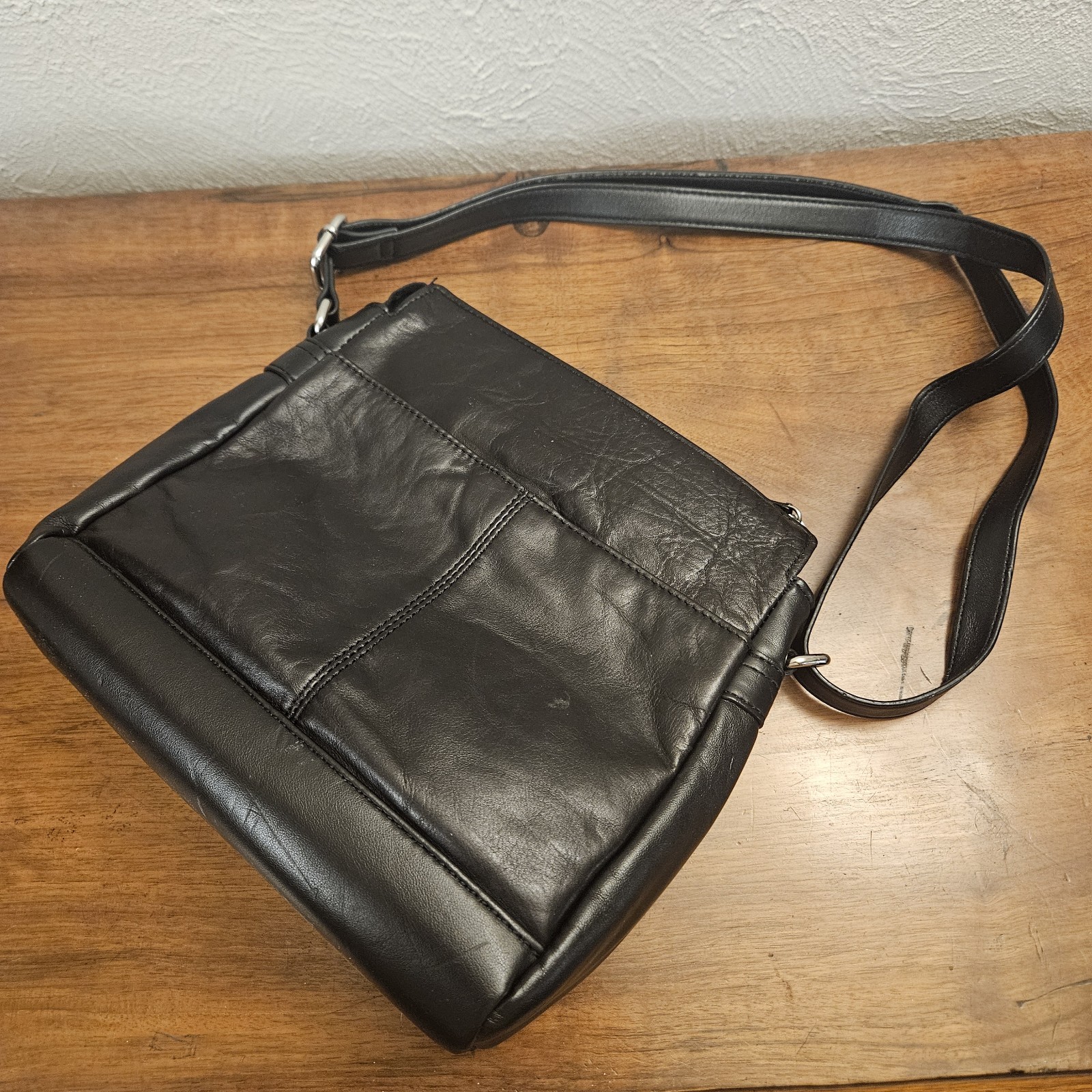 Croft & Barrows Leather Black Purse Satchel Crossbody